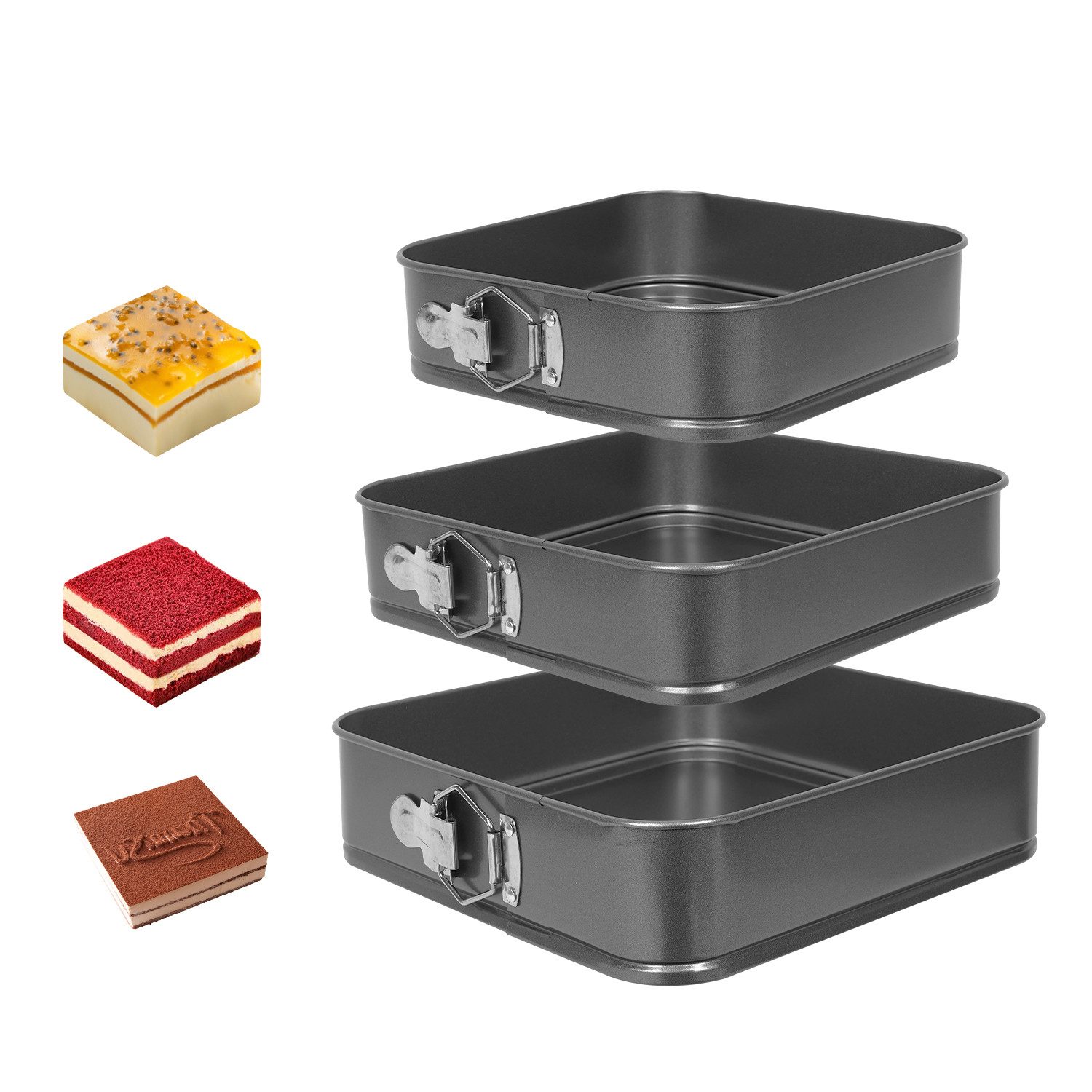 OSTWOLKE Springform Quadratische Springform Backformen Kuchenformen Blechformen Ø24/26/28