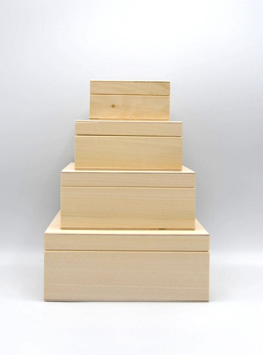 MyBer® Aufbewahrungsbox Holz Box Set 4 Holzschachtel dekorative Aufbewahrungsboxen, braun (4 St), Holz, naturbelassen 19x19x8cm PM_PZ222K4
