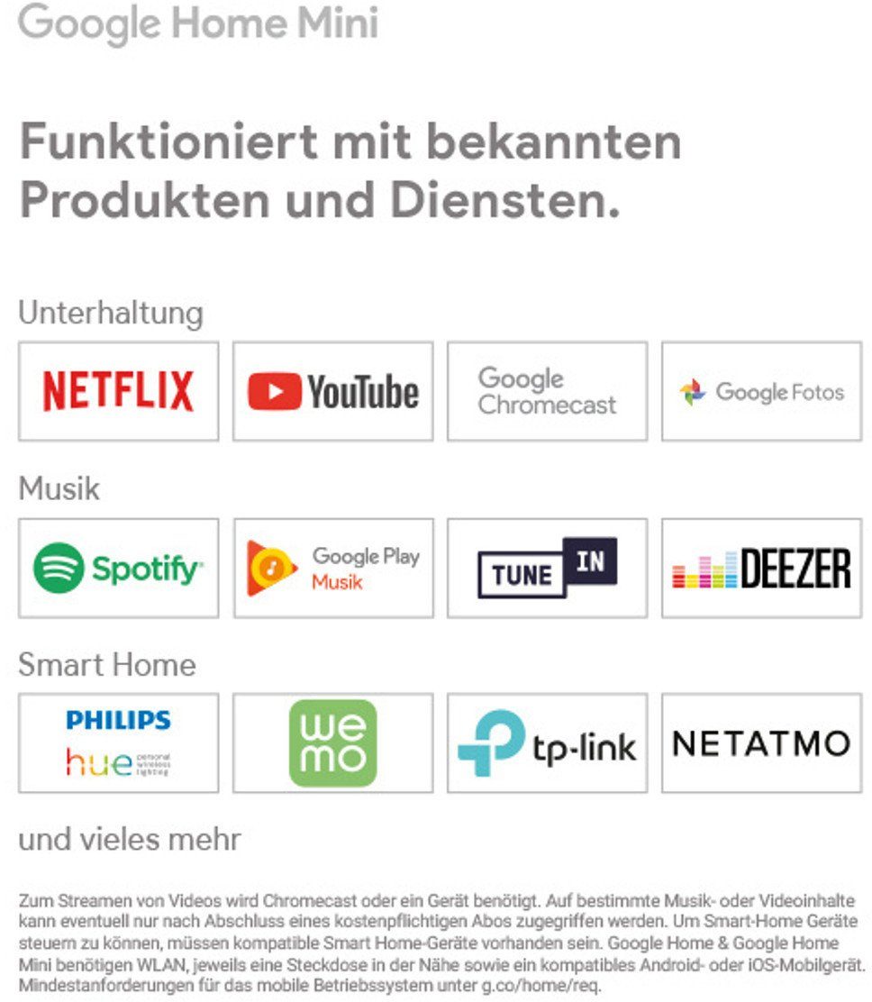 Google Home Mini Kreide Starter Kit inkl. Ledvance Dimmbare BT LED Leuchte Smart Speaker