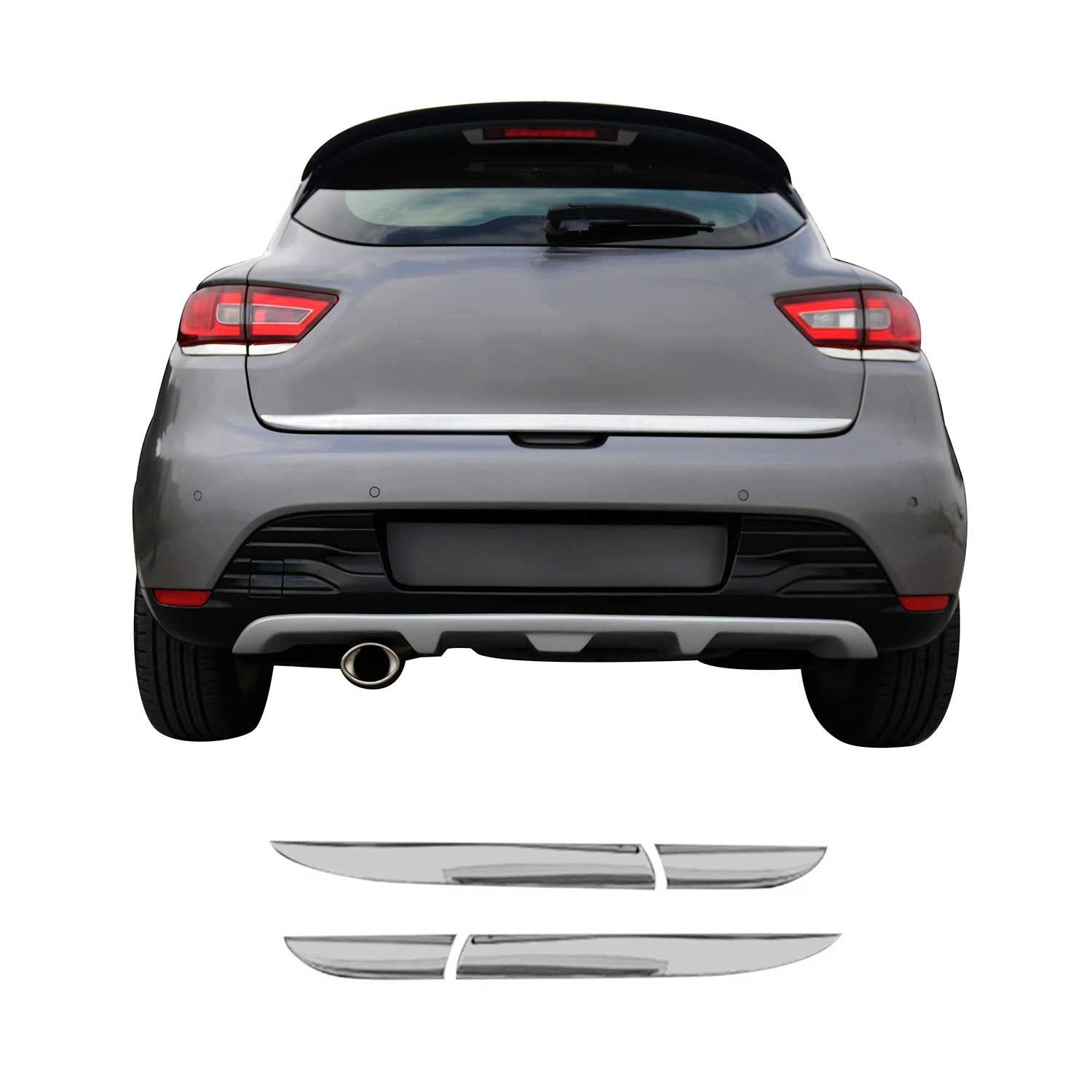 OMAC Zierleisten-Aufkleber Rücklichtleiste für Renault Clio IV 2012-2019 Edelstahl Chrom 4 tlg, (4tlg), Langlebig,Einfache Reinigung,Einfache Installation,Rostbeständig