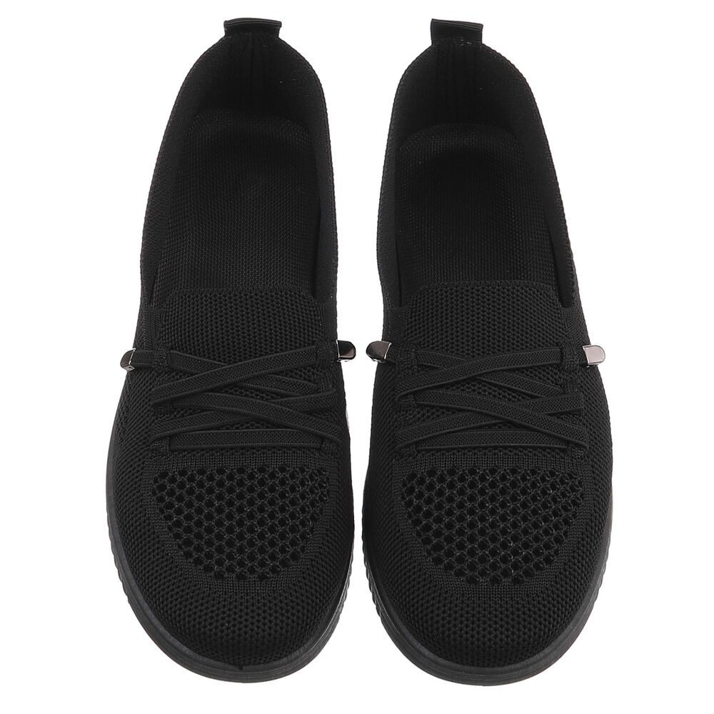Ital-Design Bequeme Damenschuhe mit atmungsaktivem Mesh-Design Slipper (91554381) Keilabsatz/Wedge Slipper in Schwarz – Bild 4 von 5