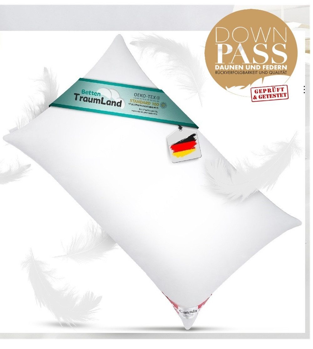 Canada Daunenkissen Daunenkissen Canada 100% Daune ohne Federchen Klasse 1, Füllung: Daune, Klasse 1, Bezug: 100% Baumwolle, Bauchschläfer, Seitenschläfer, Rückenschläfer, weiches Daunenkissen ohne Stützkraft
