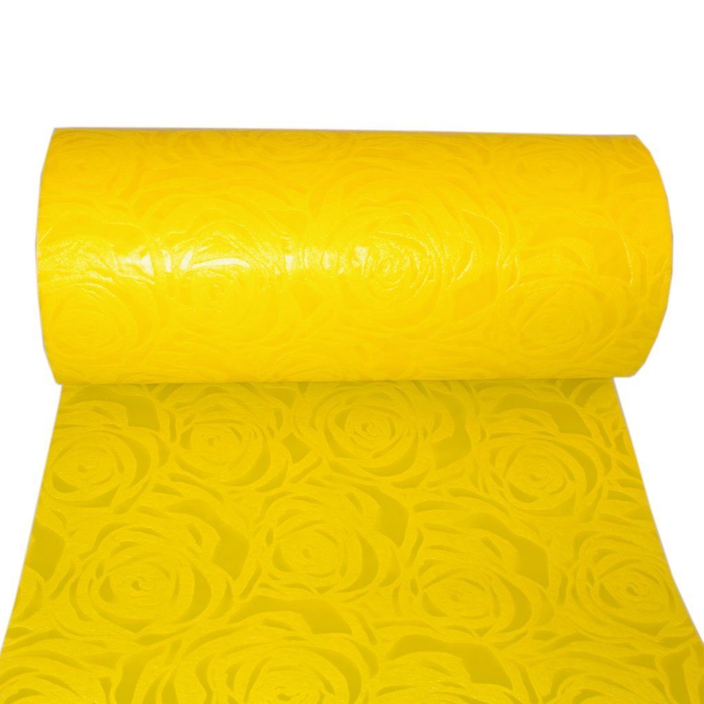 Deko AS Tischläufer Dekoflor®Tischläufer Rosen 5m, Rosenmuster gelb samtiger - - Geprägtes 300mm - mit Oberfläche