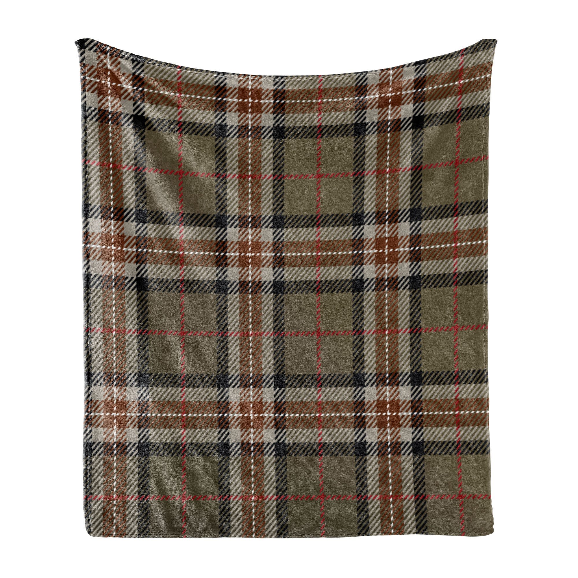 Wohndecke Gemütlicher Plüsch für den Innen- und Außenbereich, Abakuhaus, Kariert Scottish Geometric