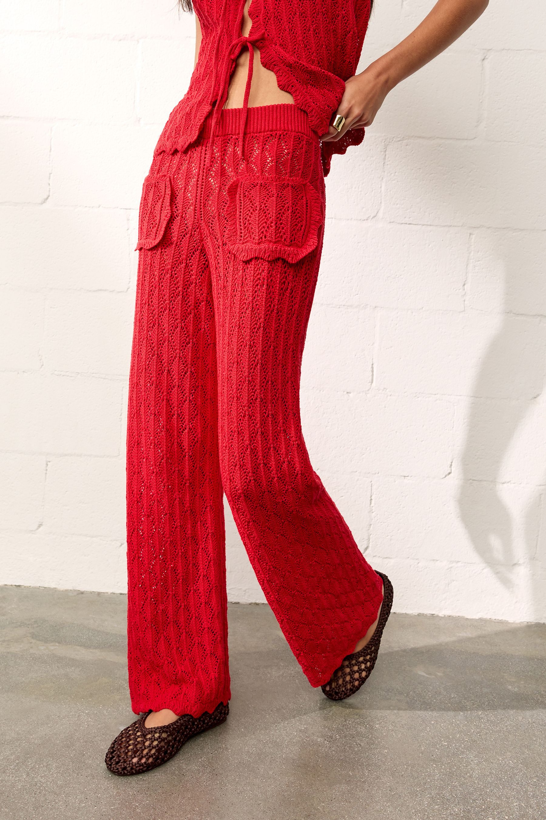 Bhoem Palazzohose WEITE POINTILLE-STRICKHOSE (1-tlg)