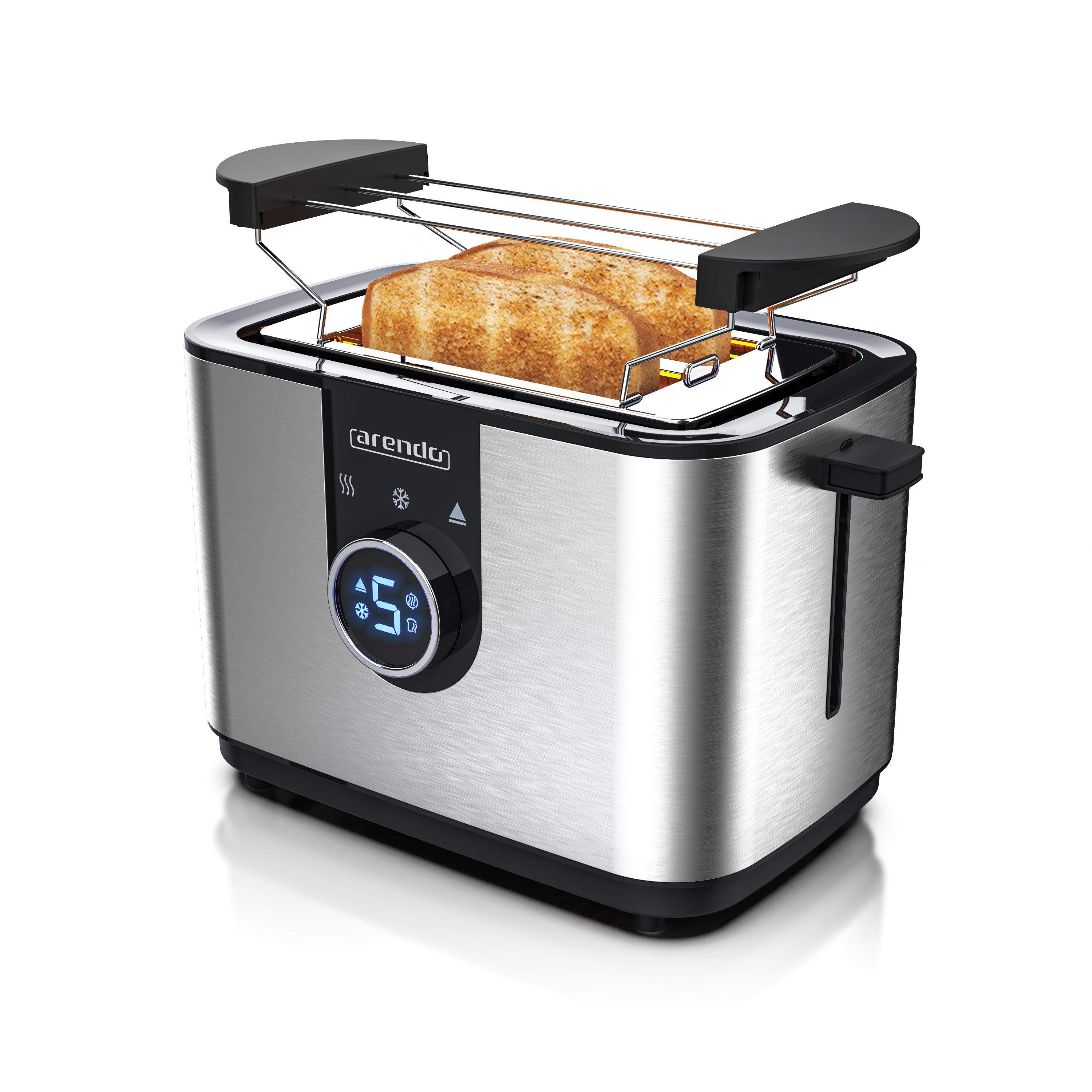Arendo Toaster, Toaster 2 Scheiben 850 Watt LED Anzeige Edelstahl