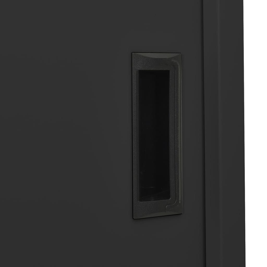vidaXL Fächerschrank Büroschrank mit cm Anthrazit (1-St) Schiebetür Stahl 90x40x180