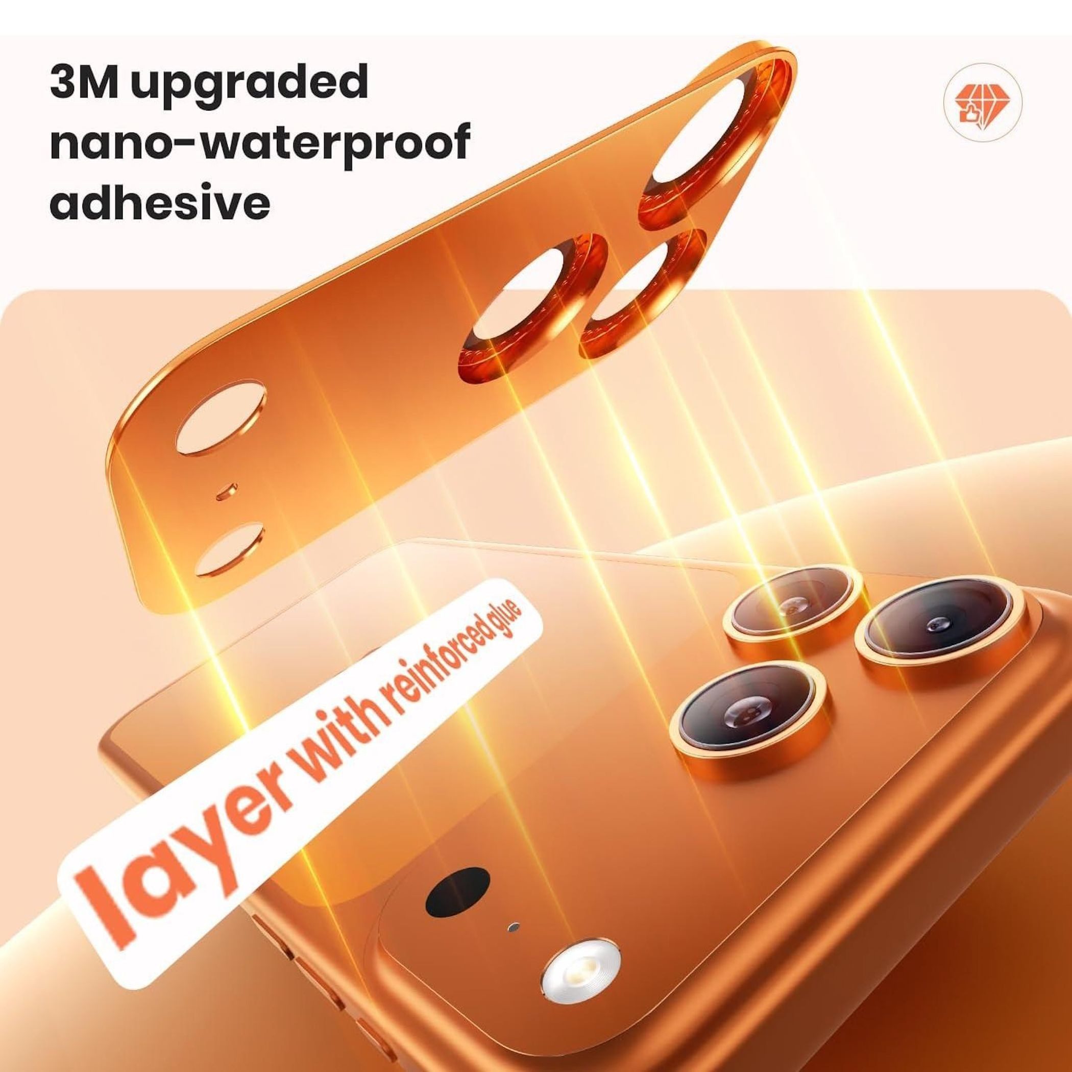 Wigento Handyhülle Für Apple iPhone 17 Pro Kamera Diamant Design Schutz Metall Orange, Aluminiumlegierung, hohe Lichtdurchlässigkeit, Anti-Fingerprint