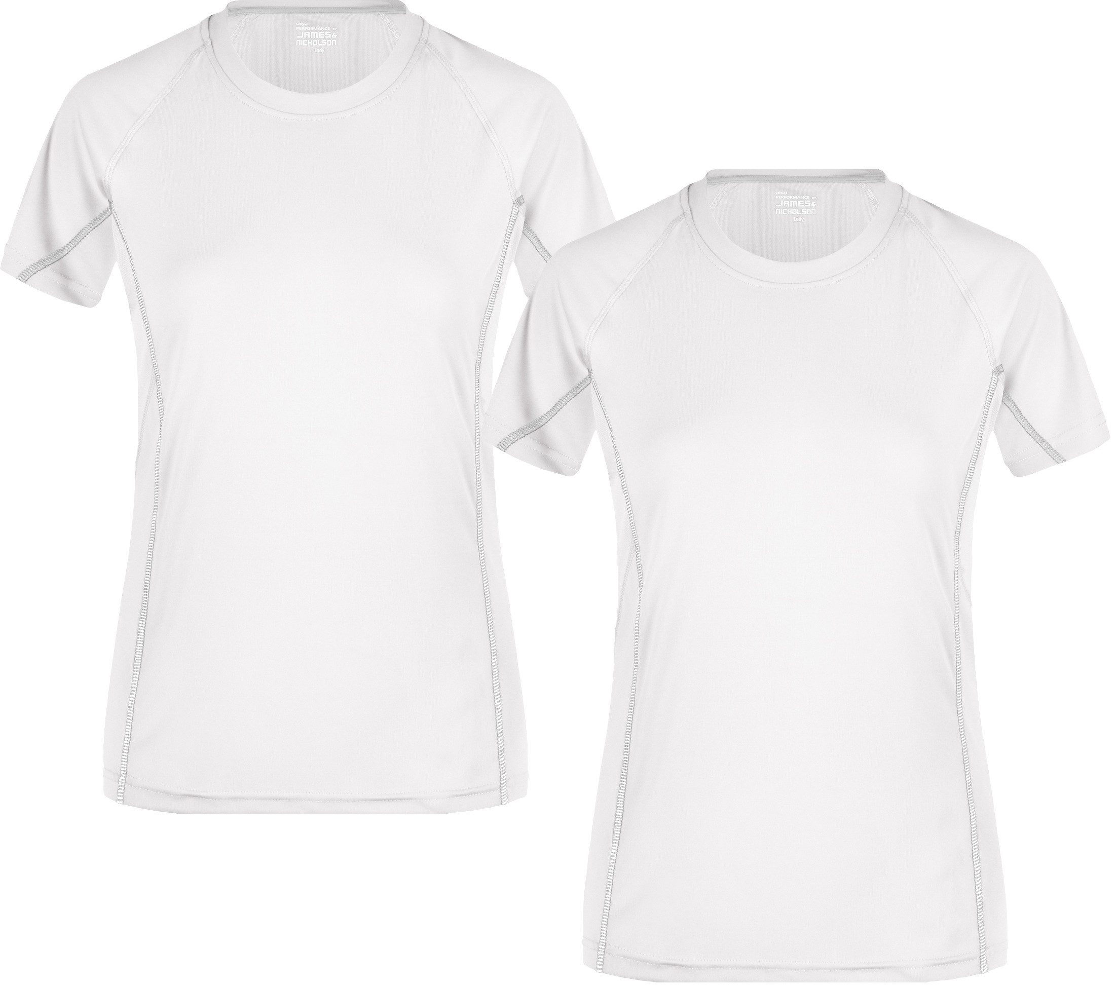 James & Nicholson Laufshirt Doppelpack Damen Sportshirt mit reflektierenden Details JN422 (Doppelpack, 2 Stück) Feuchtigkeitsregulierend, atmungsaktiv und schnell trocknend