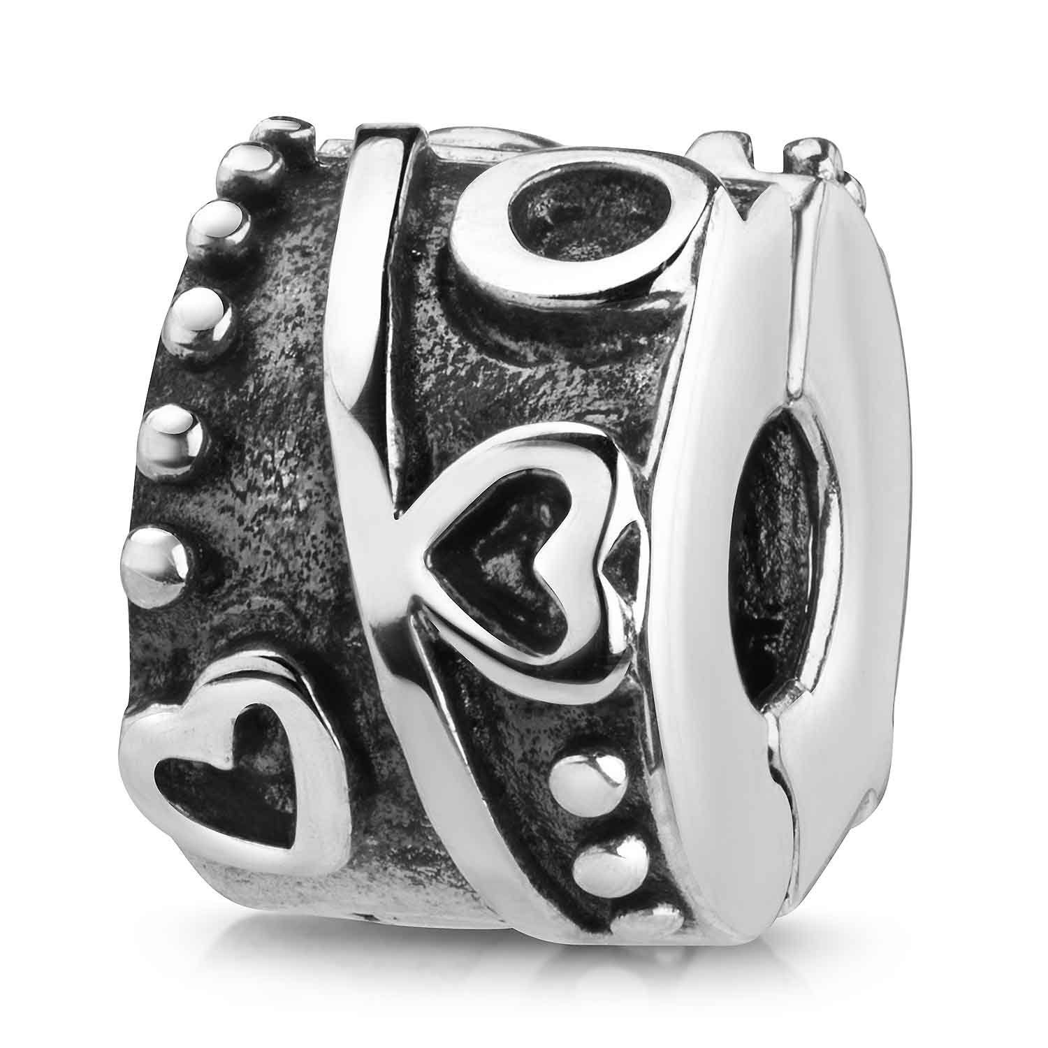 Bead Stopper Clip Herzen Punkte antik oxidiert 1358