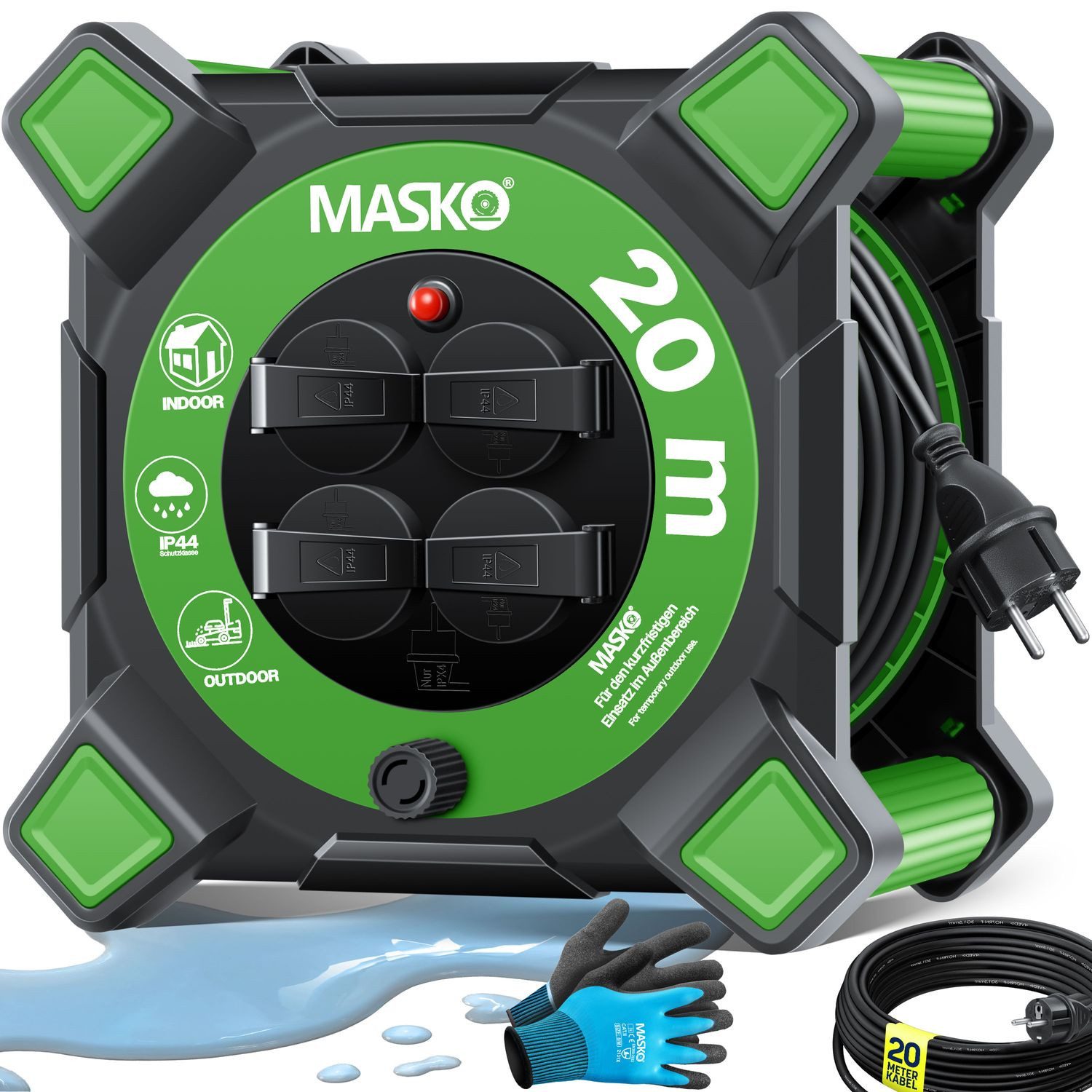 MASKO Kabeltrommel (Kabellänge 20 m), Verlängerungskabel günstig online kaufen