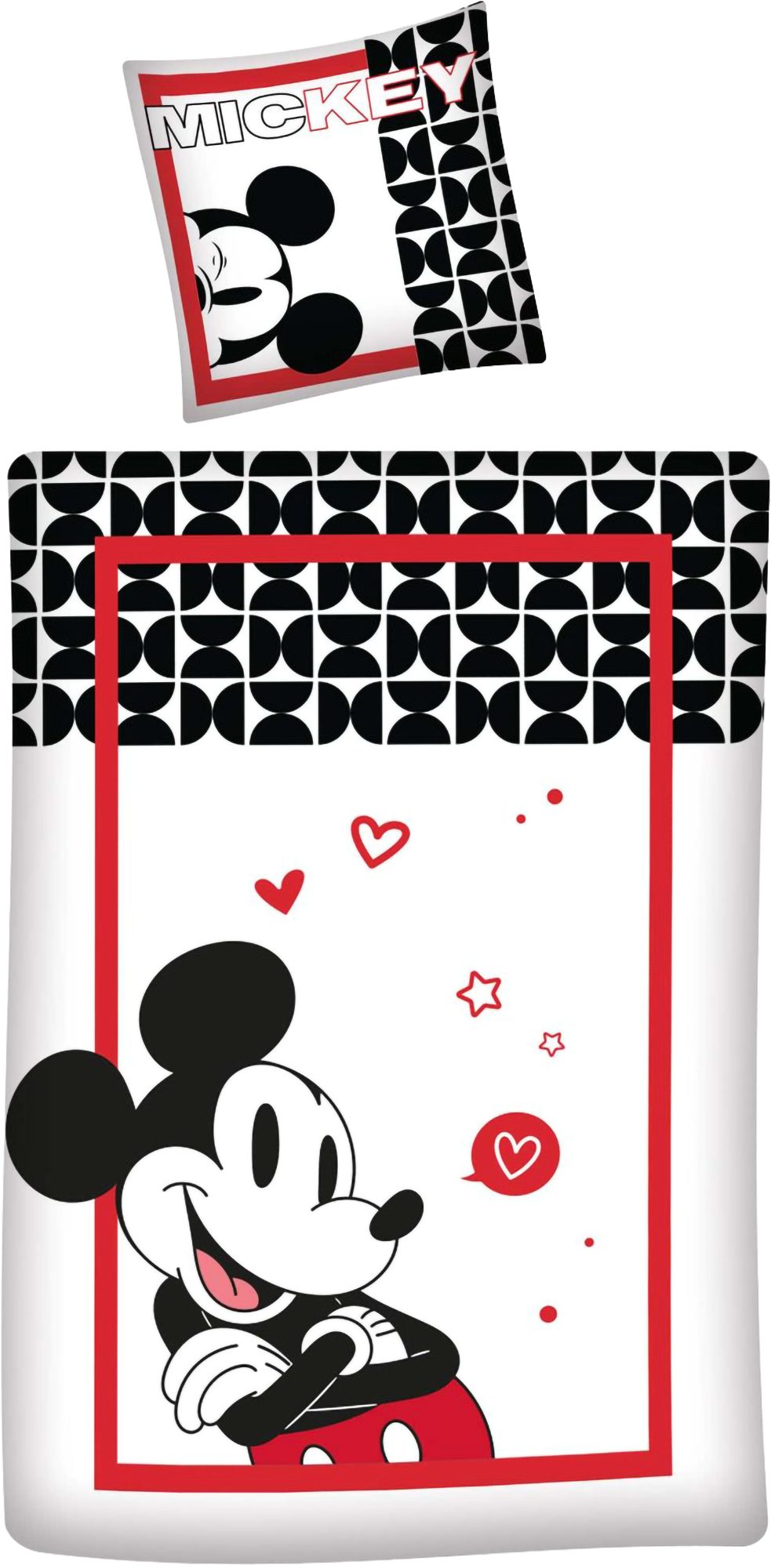 AY!Max Kinderbettwäsche Bettwäsche Mickey in Love weiß rot 135 x 200 cm, 80 x 80 cm, 1 teilig, Langlebig