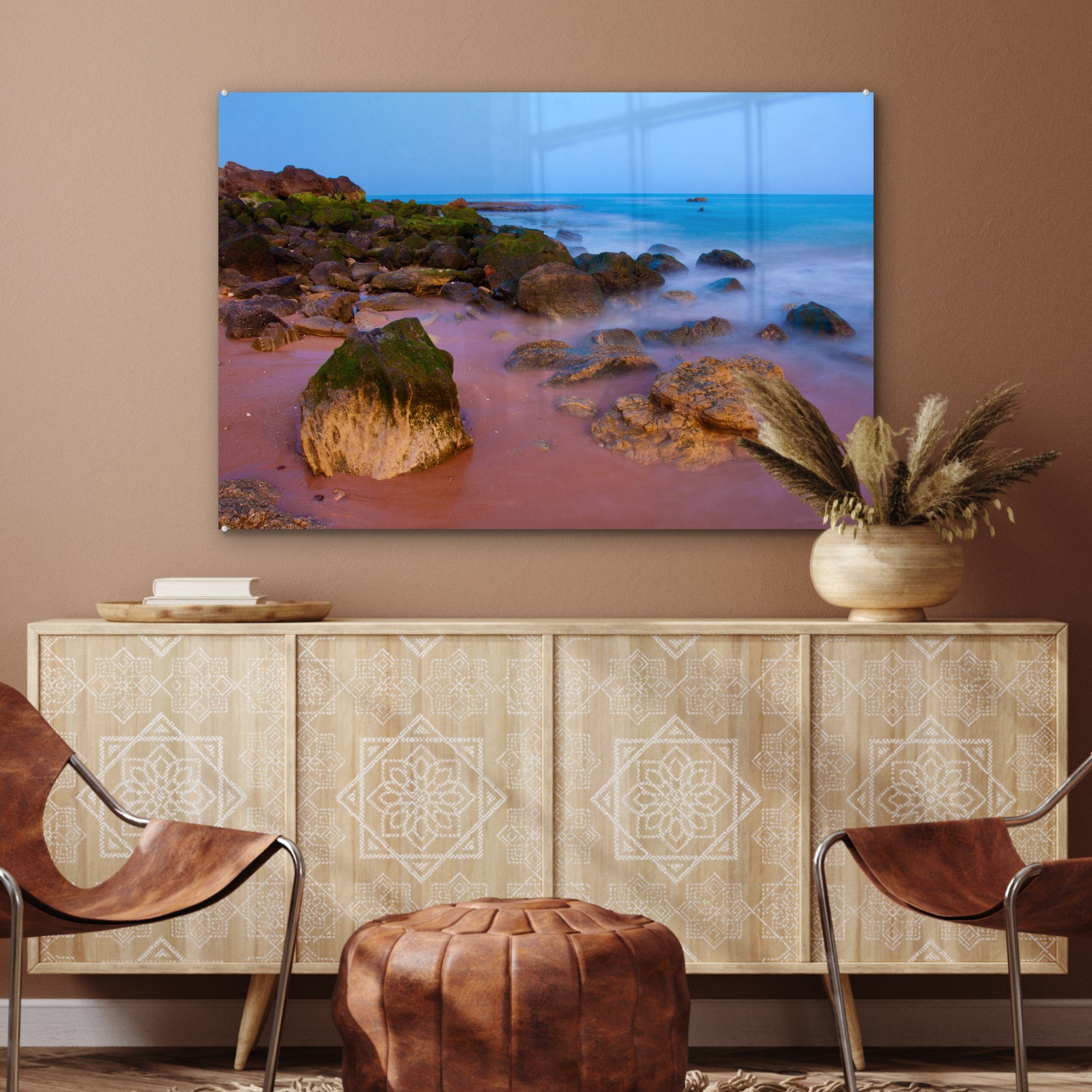 MuchoWow Acrylglasbild Sonnenuntergang Falesia, am Wohnzimmer St), (1 & von Schlafzimmer Acrylglasbilder Strand