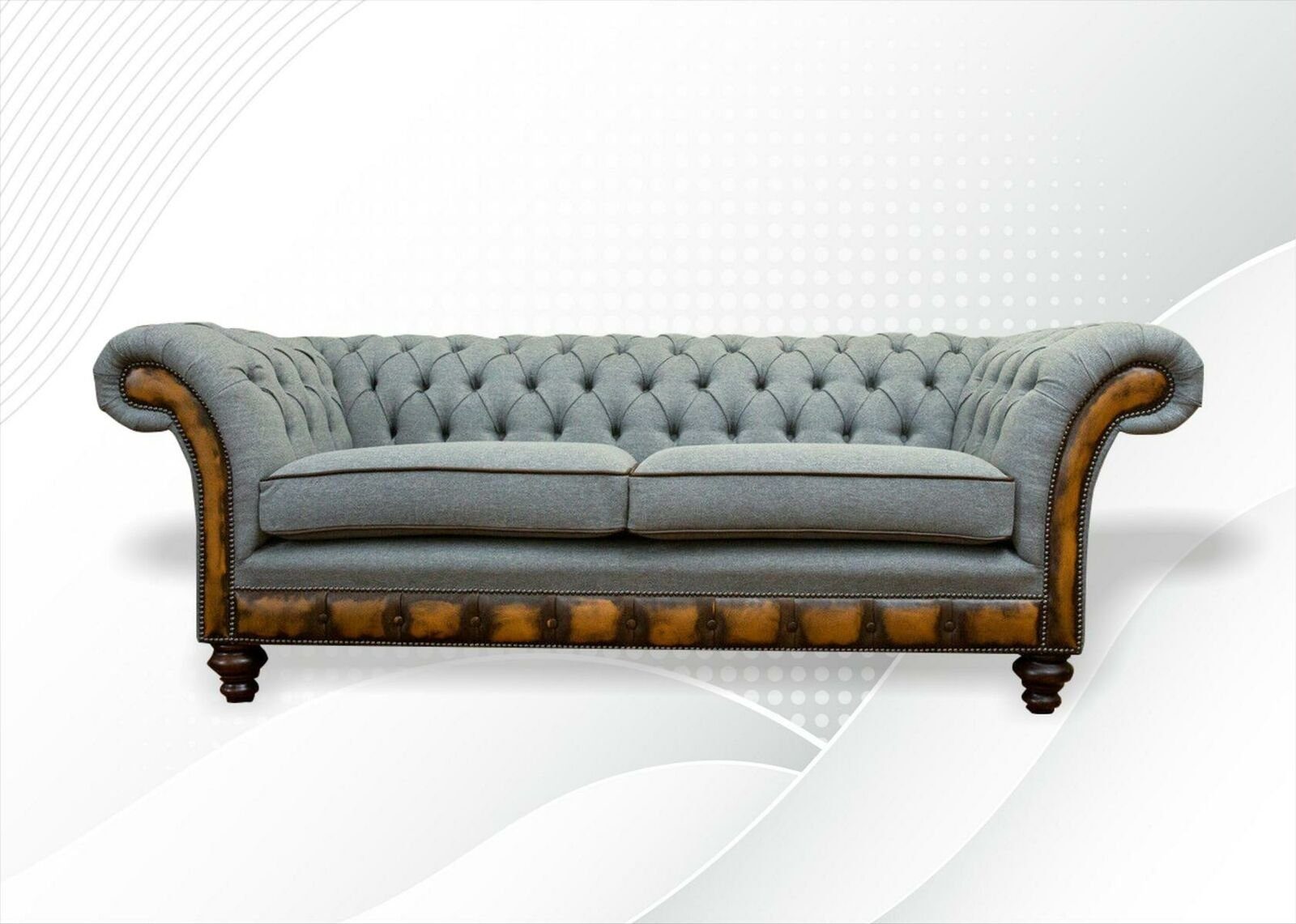 JVmoebel Chesterfield-Sofa, Grau Chesterfield Modern Luxus Grau Sofa Wohnzimmer Design Couchen Neu Kreative