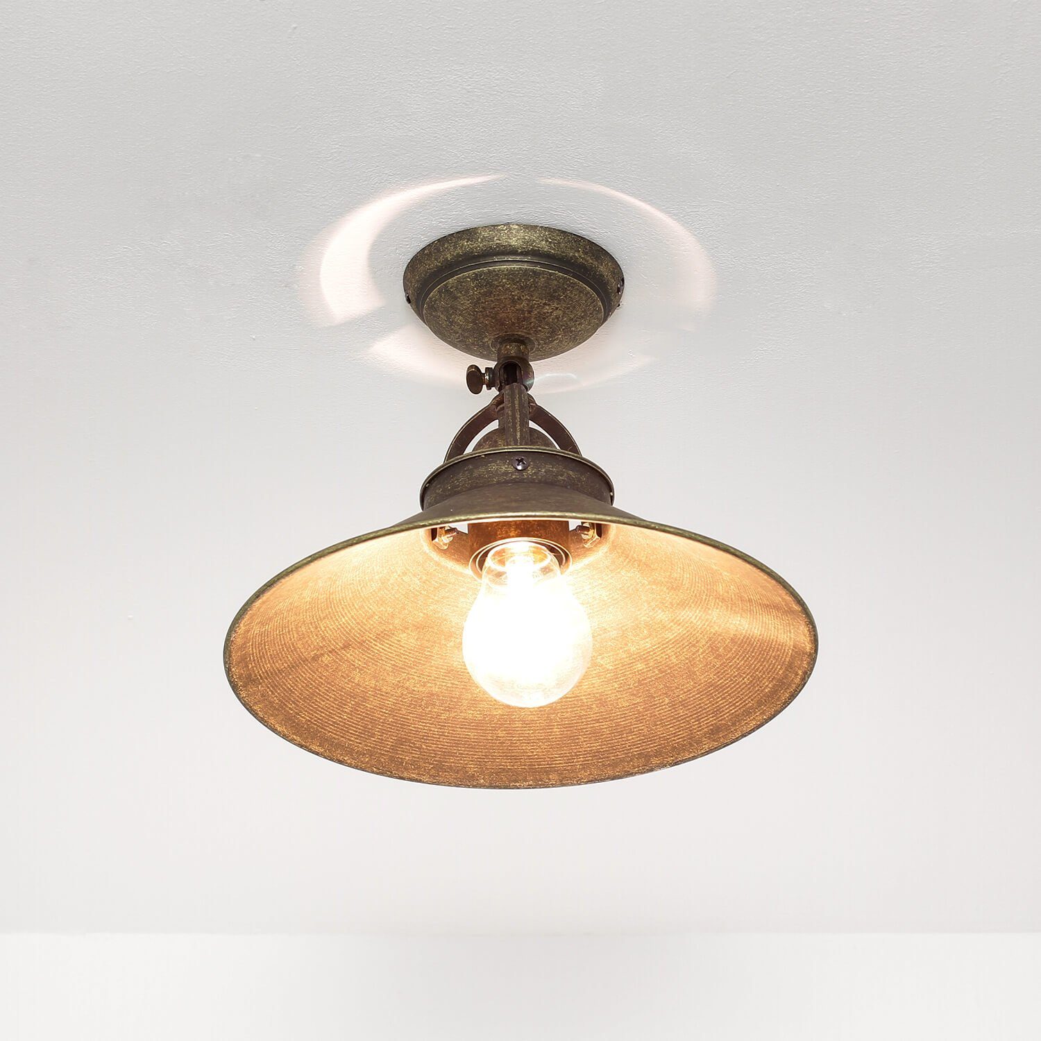 Licht-Erlebnisse Deckenleuchte Lampe Leuchtmittel, Deckenlampe ohne Messing Antik Bronze schwenkbar Industrie ALICE