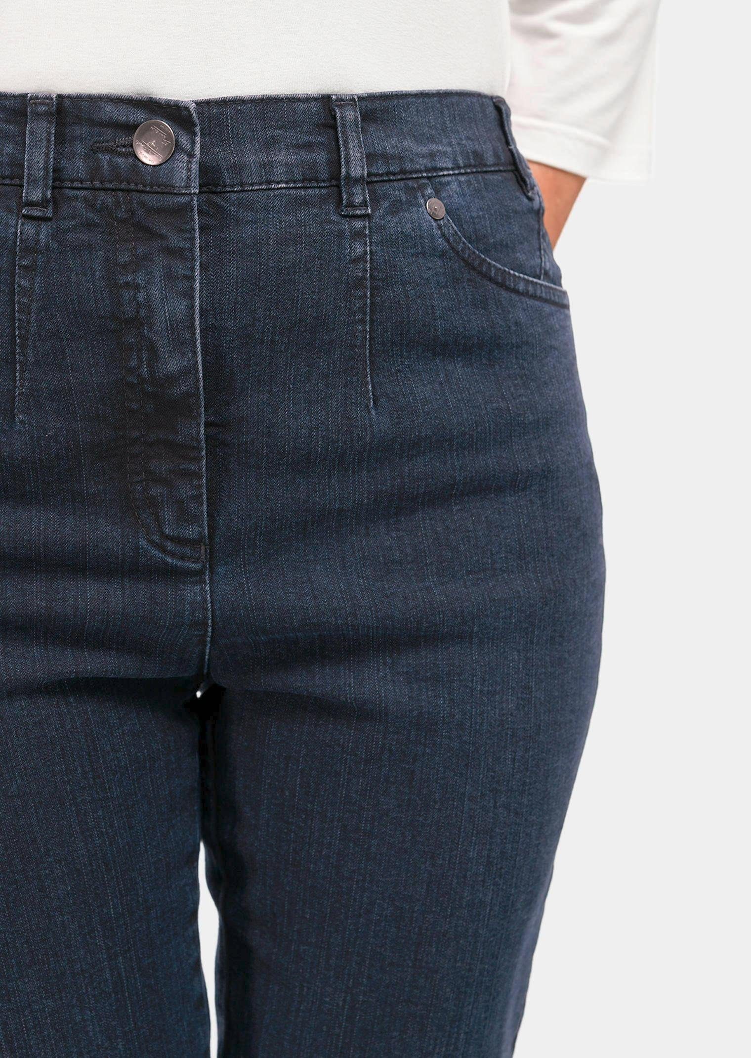 GOLDNER Bequeme Jeans Kurzgröße: Schlichte Jeanshose dunkelblau ANNA