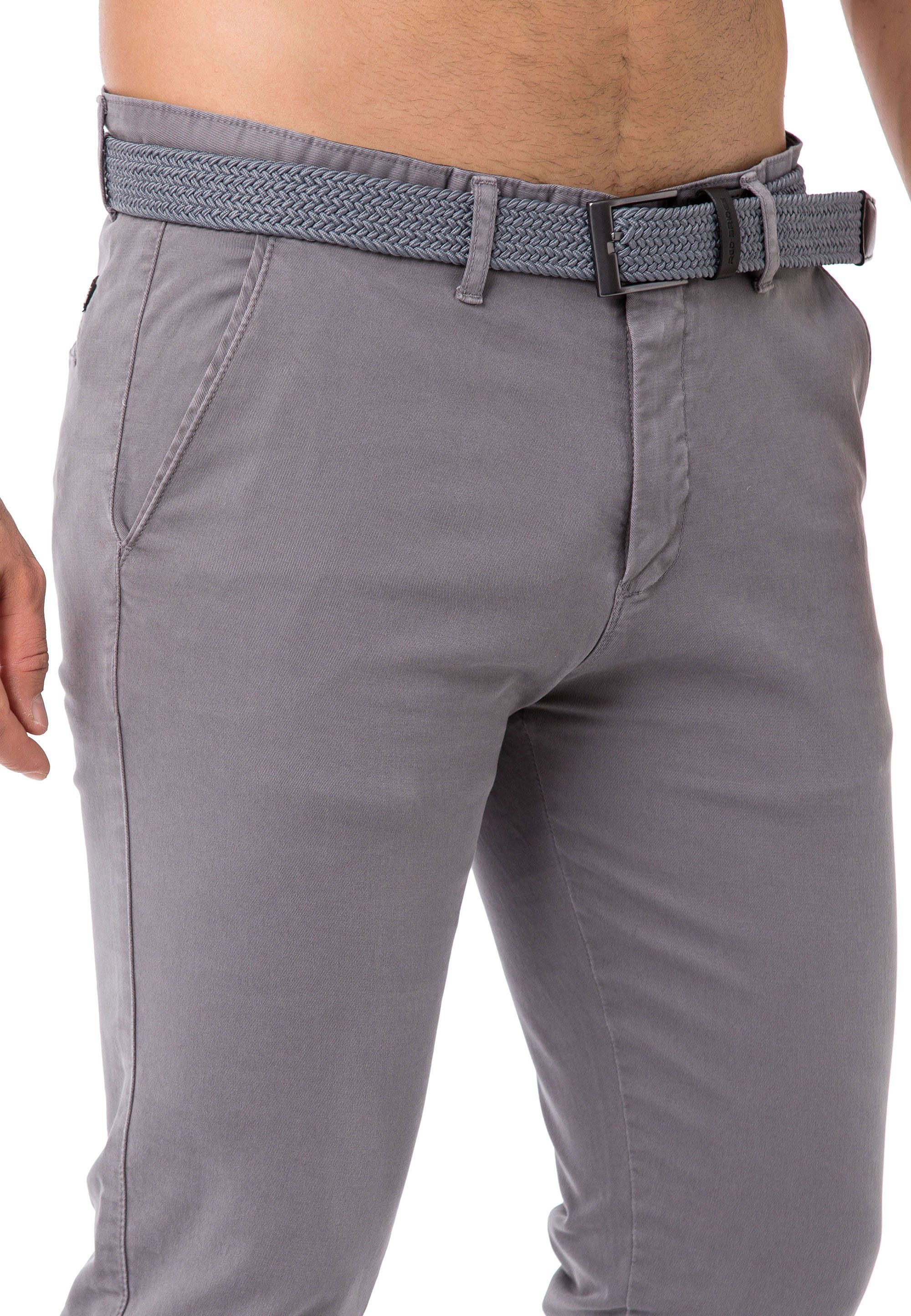 RedBridge Chino Gürtel Grau mit Hose Pants Chinohose