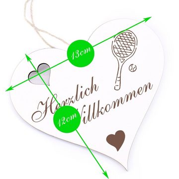 Dekolando Hängedekoration Herzlich Willkommen - Tennisschläger - 13x12cm