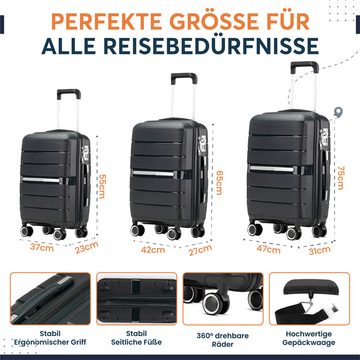 KESSMANN Kofferset 3 teilig Hartschalenkofferset M L XL Koffer + Digitale Kofferwaage, 4 Rollen, (Reisekofferset, 4 tlg., Schloss Teleskopgriff Gepäck Urlaub Zubehör Reise Hartschale Trolley), Reisetasche Kofferset groß mittel klein Handgepäck Gepäck Rollkoffer