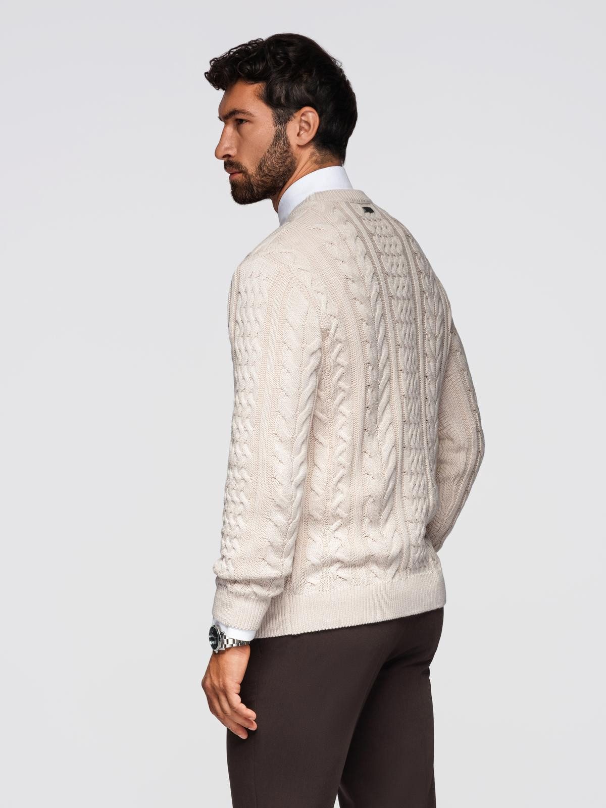 OMBRE Rundhalspullover Eleganter Herrenpullover mit interessantem Strickmuster