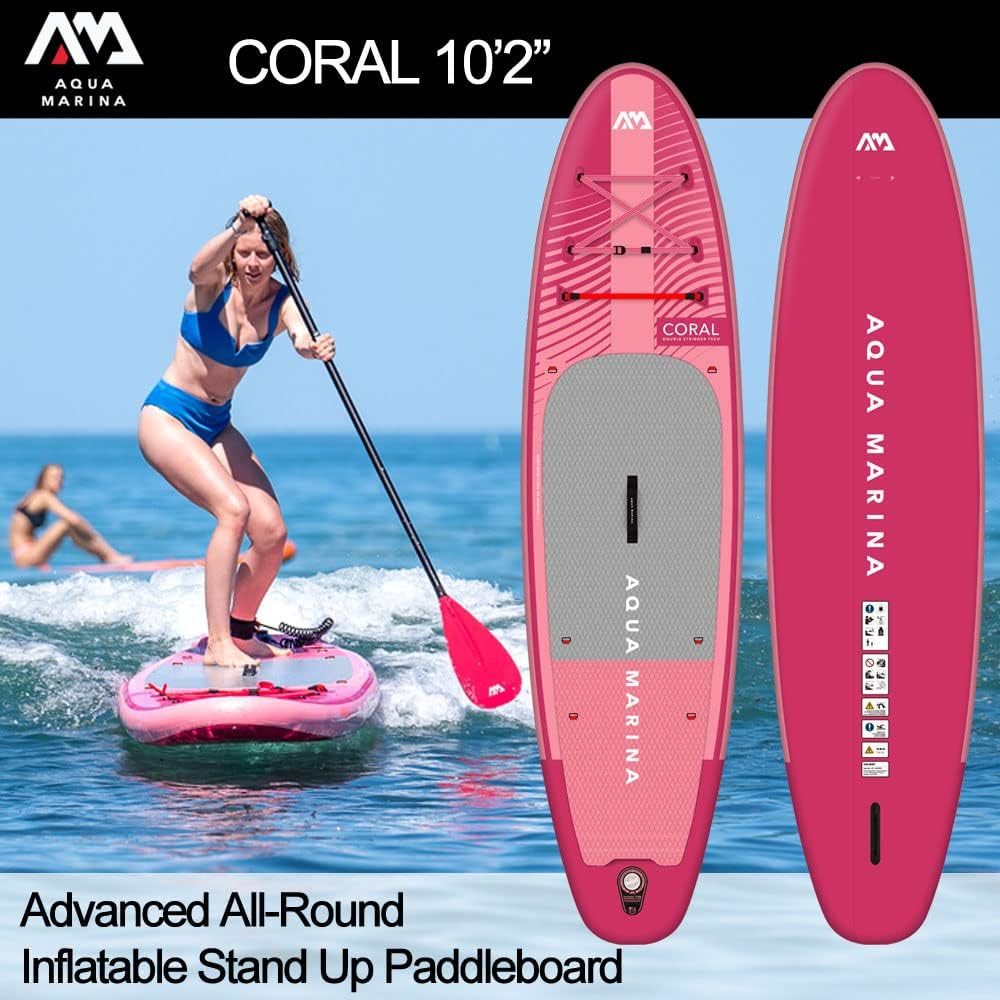 Aqua Marina SUP-Board AQUA MARINA CORAL 10.2 SET Stand Up Paddle Surf Board ISUP 310x78cm