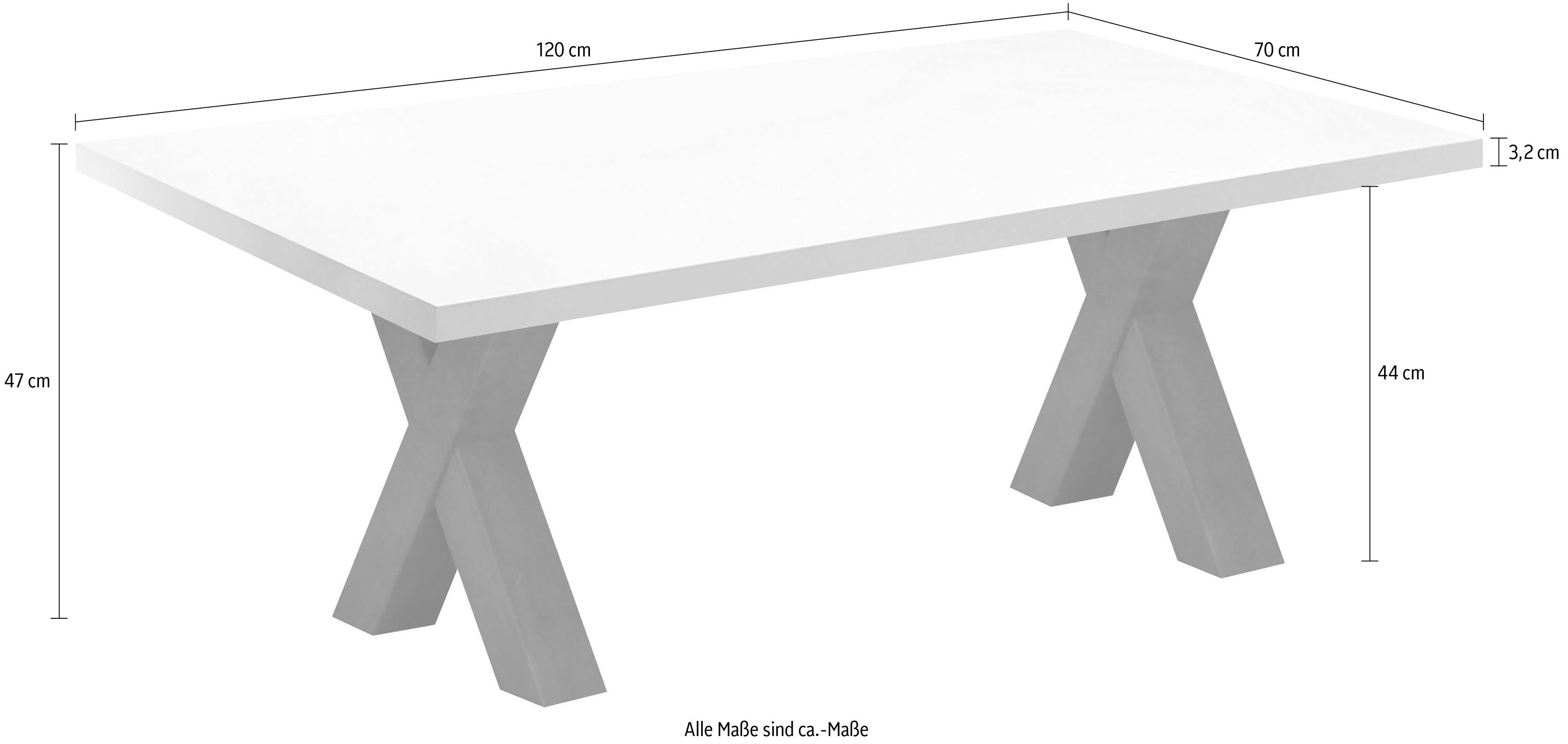 weiß Mäusbacher | X-Gestell matt Couchtisch, graphit