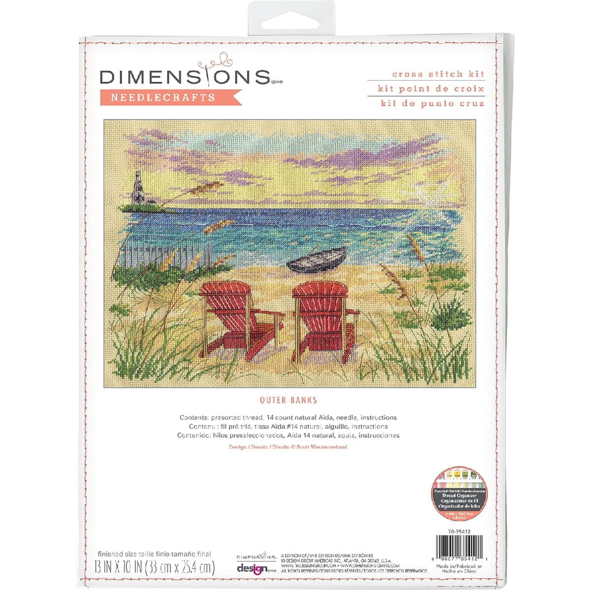 Dimensions Kreativset Dimensions Kreuzstich Stickpackung "Outer Banks", Zählmuster, 33x25,4, (embroidery kit by Marussia)