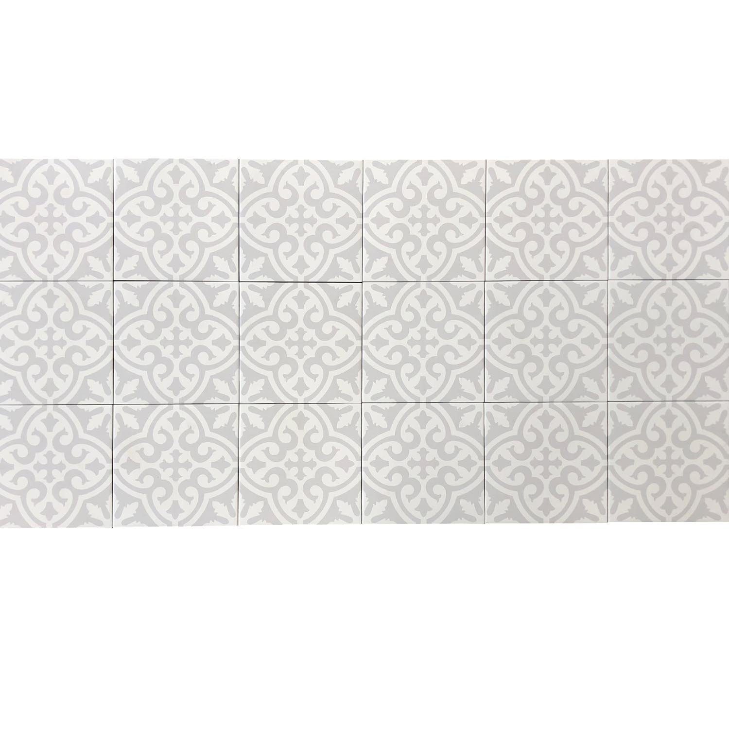 Casa Moro Bodenfliese Mediterrane Keramik-Fliesen Daris 20x20 cm 1 qm Feinsteinzeug FL7032, Feinsteinzeug, weiß, grau, Feinsteinzeug Fliese in Zementfliesen Optik