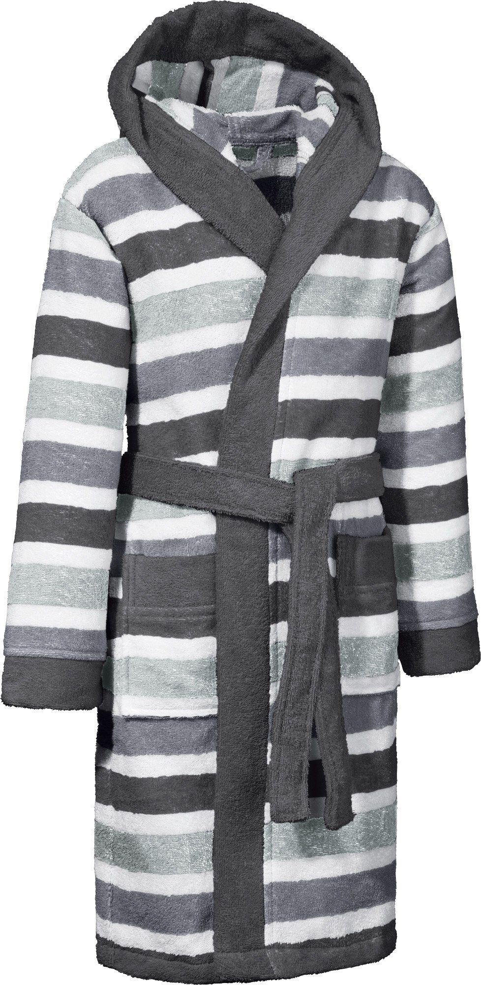 Erwin Müller Kinderbademantel Kinder-Bademantel mit Kapuze, Rückenlänge: 82 cm, Frottier, mit Kapuze, default, Walk-Frottier Streifen