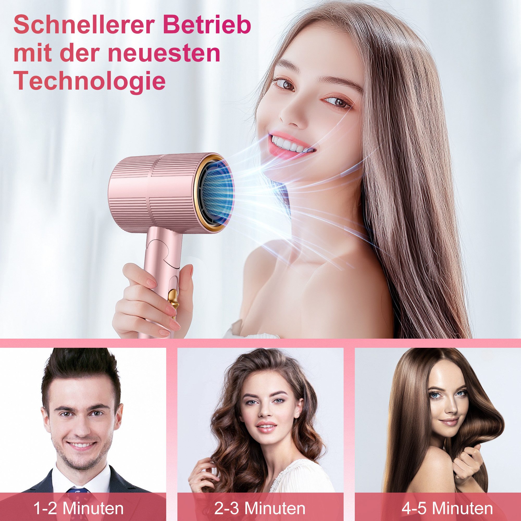 ibettertec Haartrockner Haartrockner Föhn,2026 Haartrockner Ionen mit Diffusor, 2400 W, Konzentrator-Düse, 2400 W, Turbo-Ultra-Leise-Motor, föhn 4-in-1, 4, Heiz&2 Geschwindigkeitsstufen, mit Schnelle Aufheizung