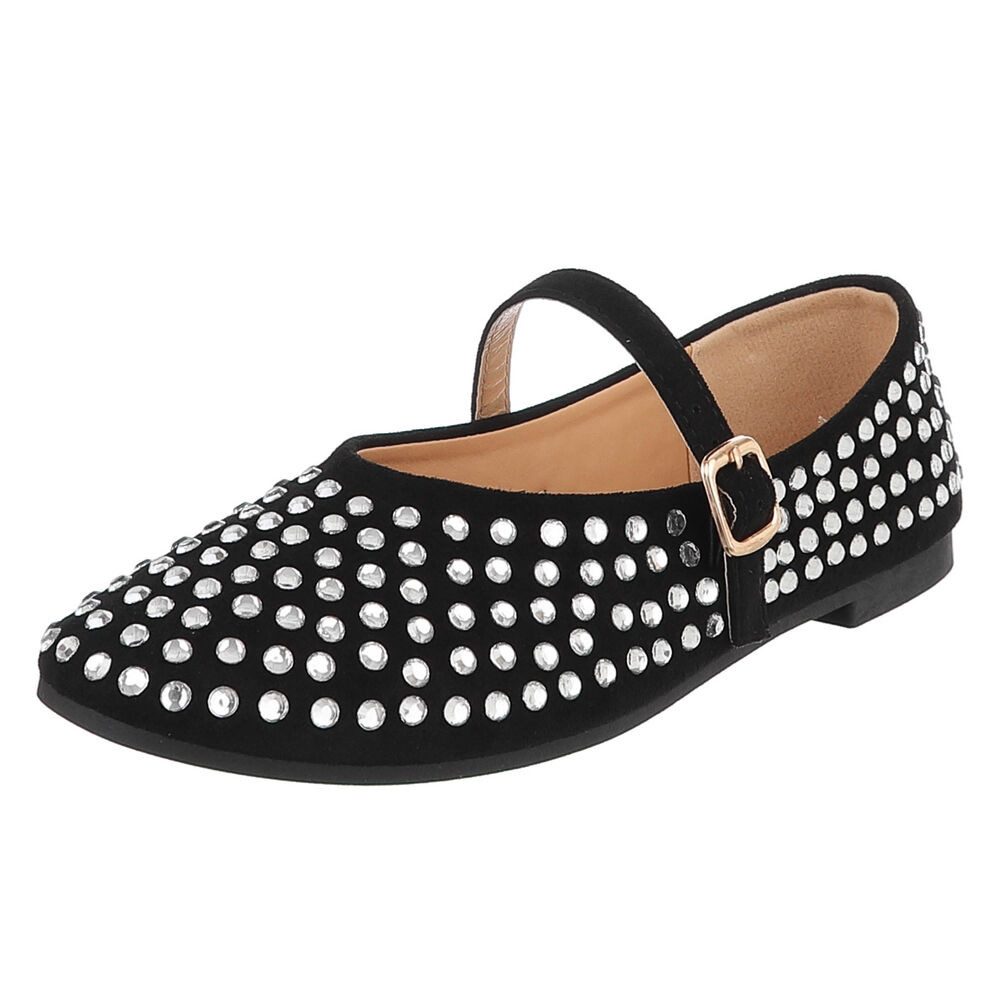 Ital-Design Bequemer Damenschuh mit Dekorativen Details für Freizeit Schnürpumps (91554538) Blockabsatz Riemchenballerinas in Schwarz