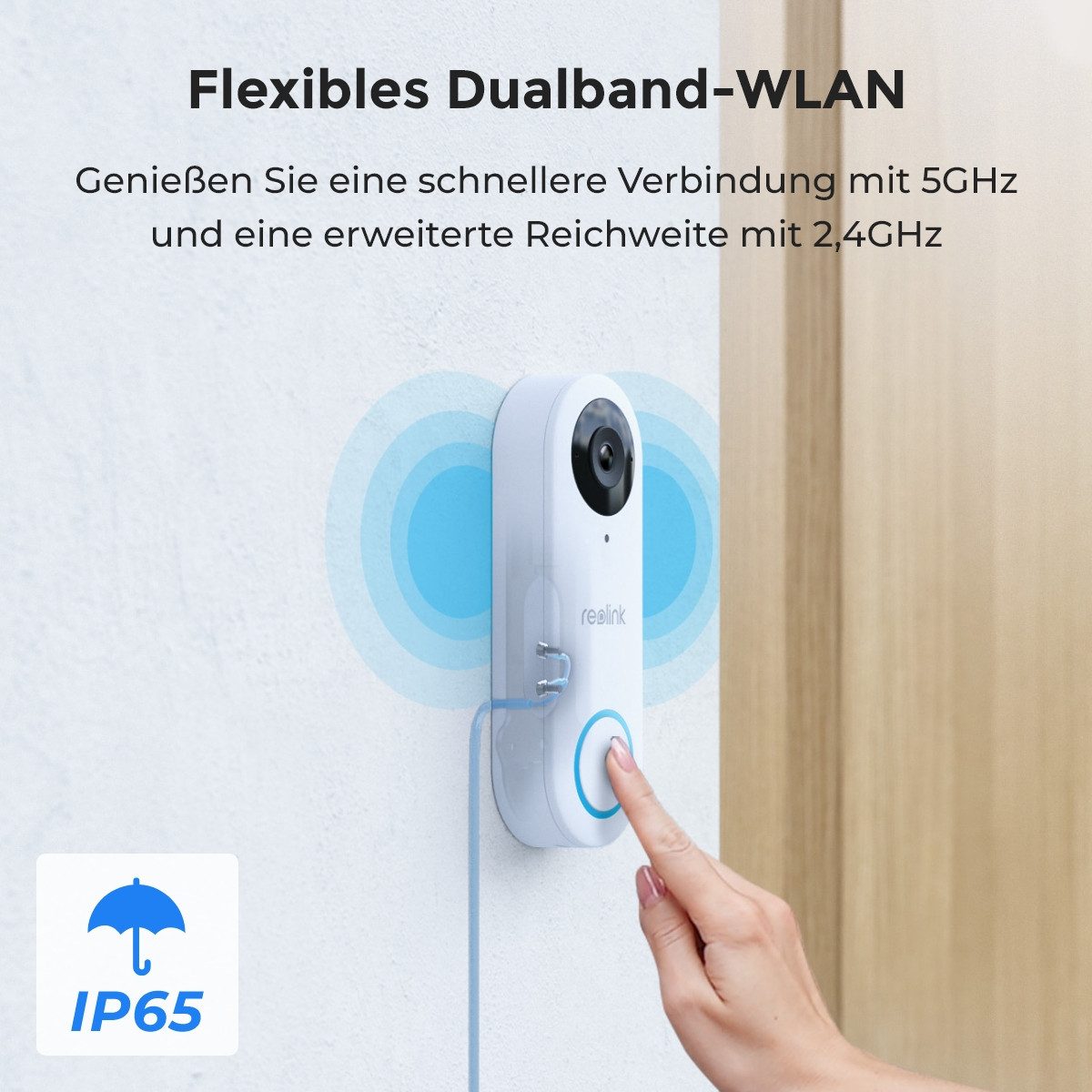 Reolink Smart Home Türklingel Videodoorbell Kamera WLAN-Version 5MP (Außenbereich, 2,4/5 GHz WiFi,Personenerkennung,Arbeitet mit Reolink NVRs)