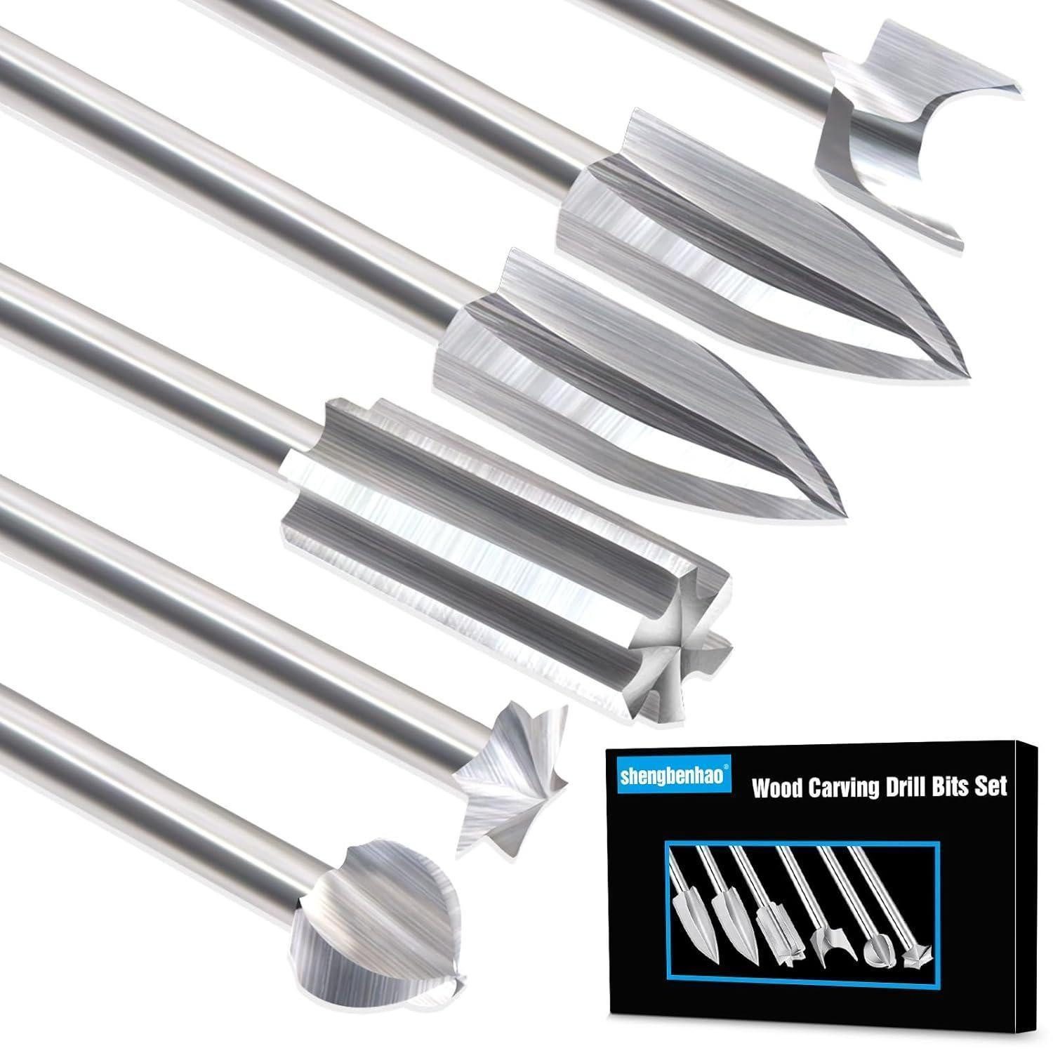 LuxusKollektion Fräser-Set Holzschnitzwerkzeuge 6 Stück HSS 3 mm Schaft für Rotationswerkzeuge