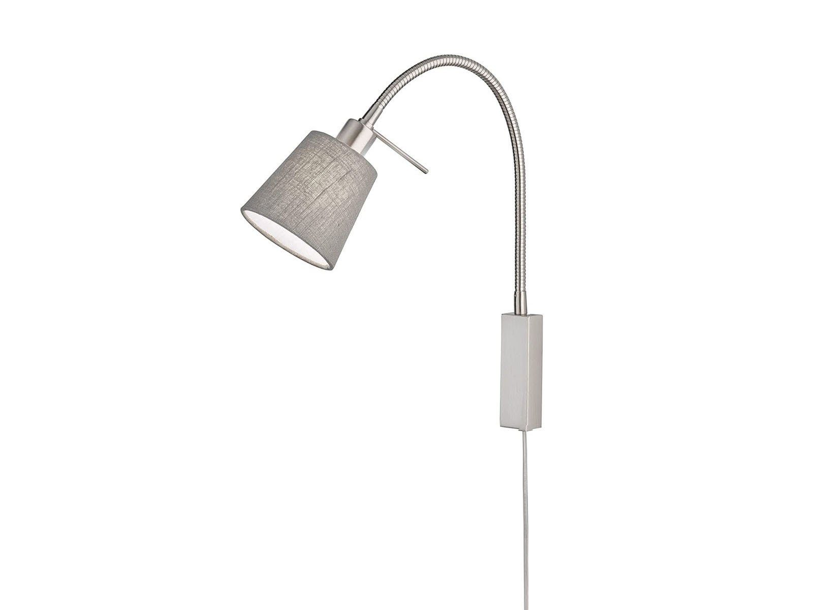 FISCHER & HONSEL LED Leselampe, LED wechselbar, Warmweiß, Schwanenhals Wandleuchte innen & Bettlampe Nachttisch mit Leinen-Stoff