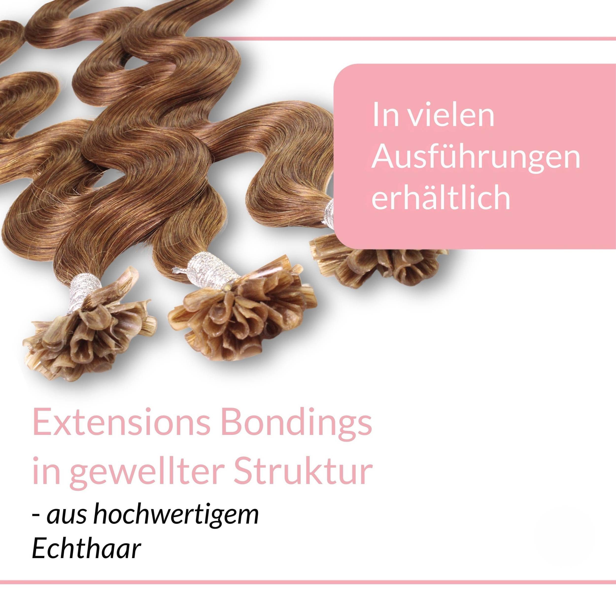 hair2heart Echthaar-Extension Bonding Extensions gewellt #8/03 Hellblond Natur-Gold 1g 60cm
