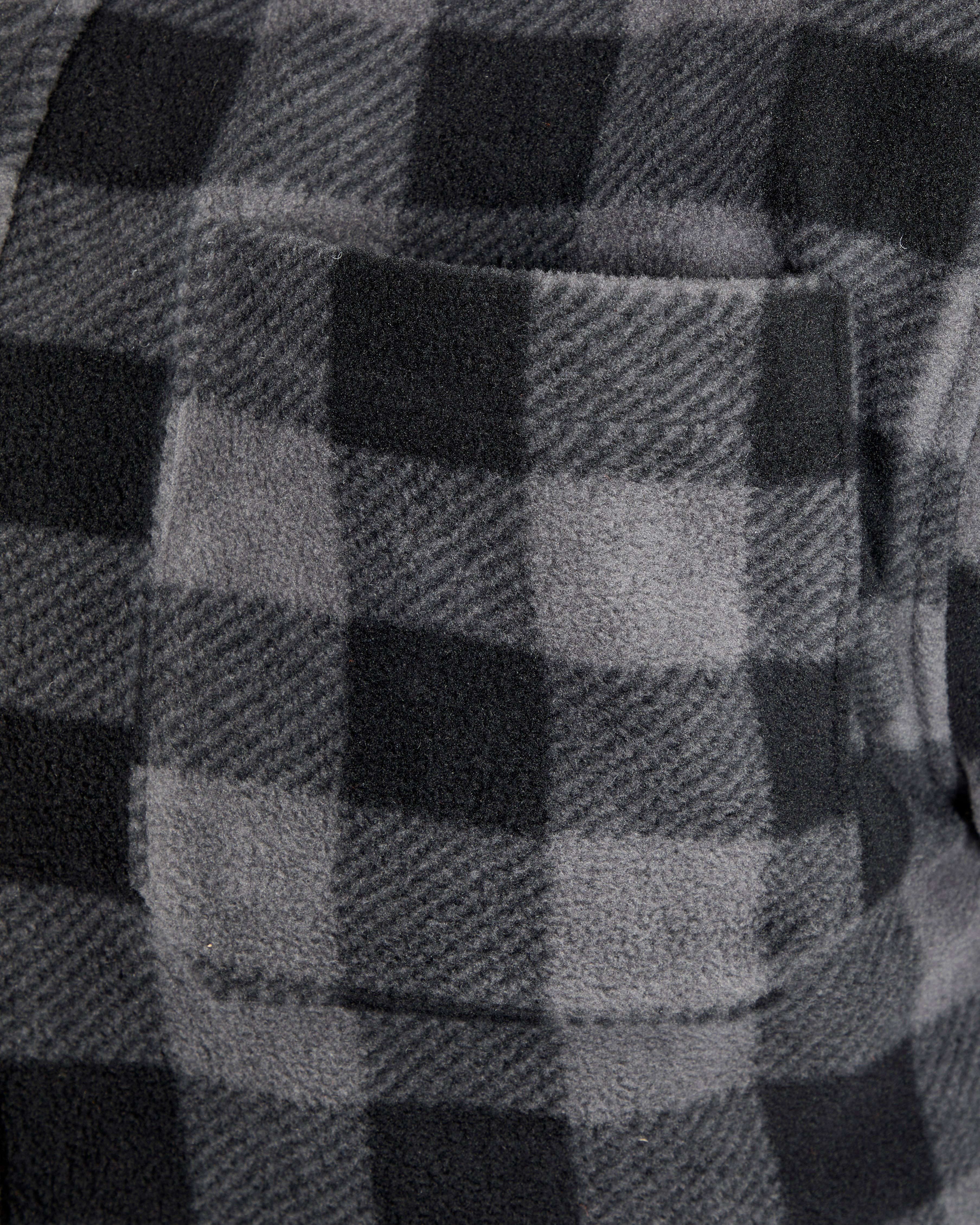 Northern Country Rücken, zu grau-schwarz Flanellstoff mit Jacke verlängertem oder Hemd zugeknöpft 5 offen gefüttert, tragen) warm (als mit Flanellhemd Taschen