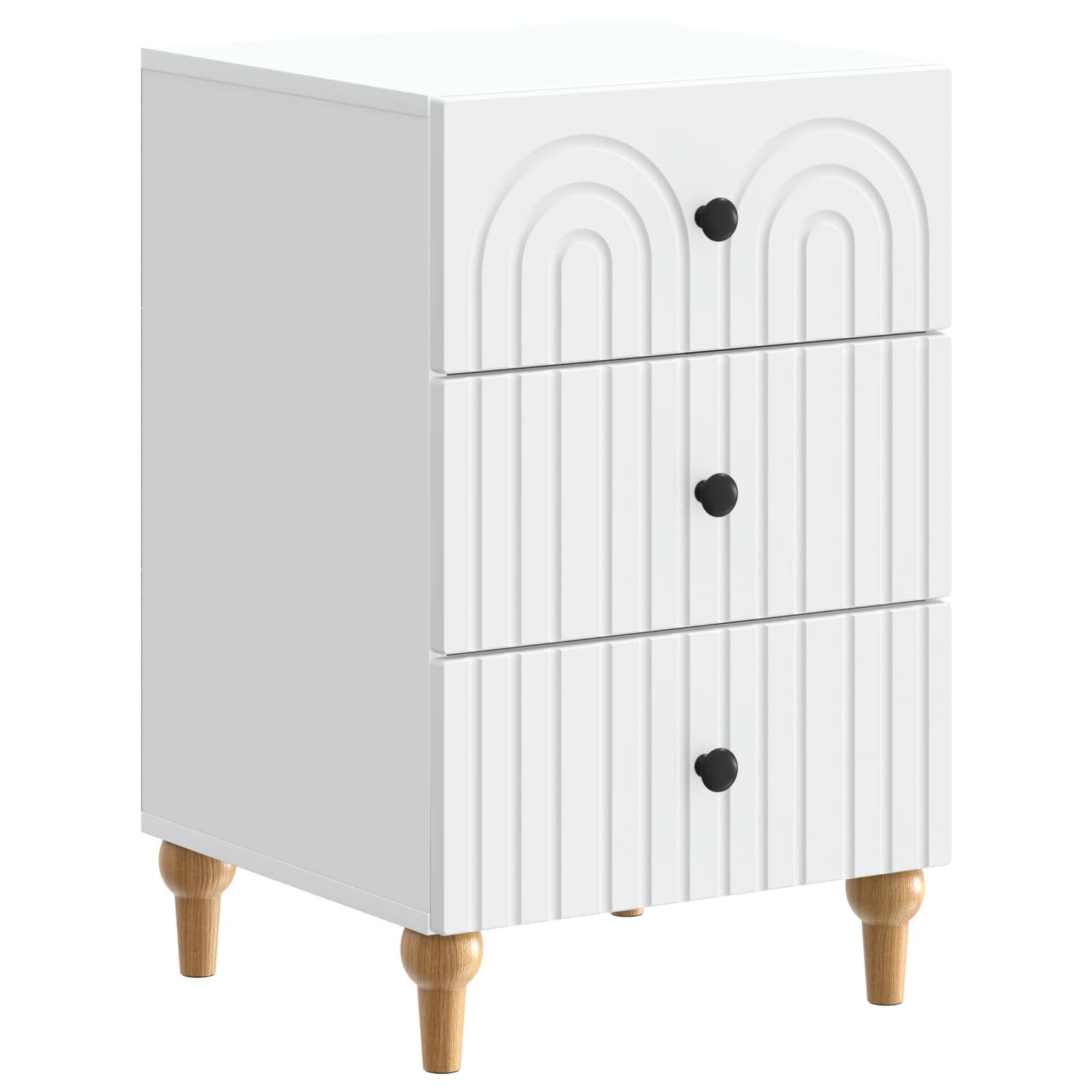 Nachttisch Nachttisch mit Schubladen Weiß 43x 41 x 66,5 cm Holzwerkstoff