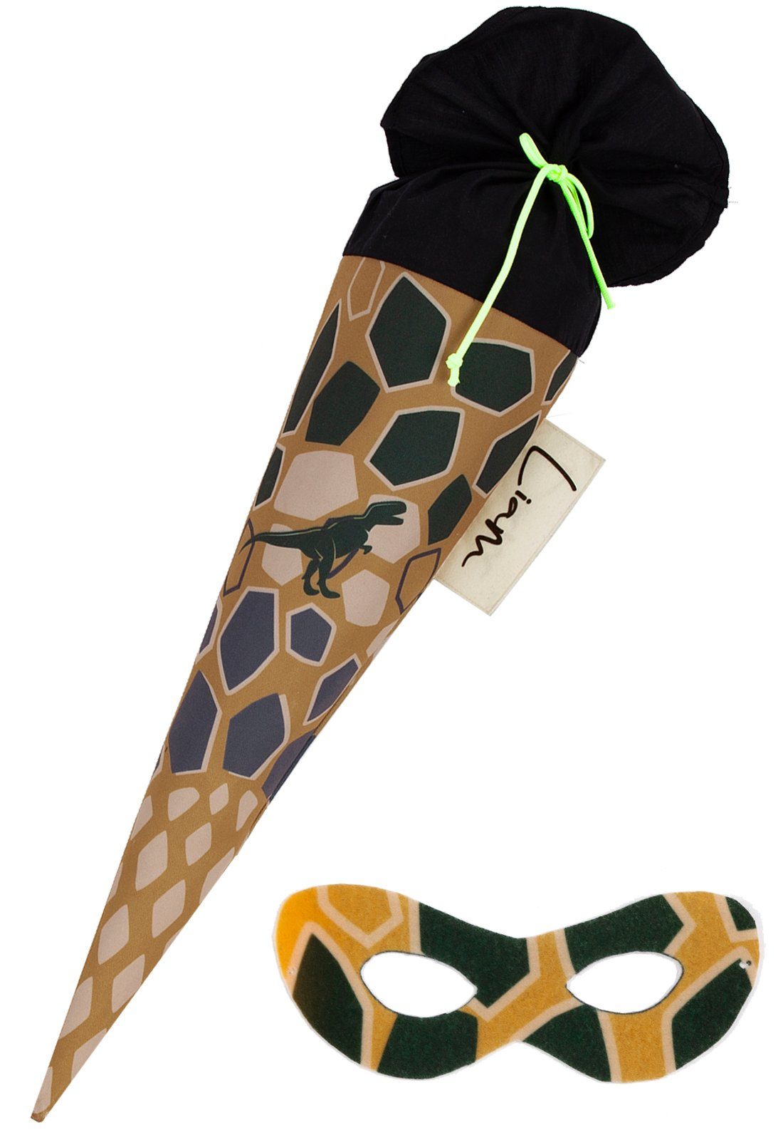 coopz Schultüte Dino 70 cm mit Superheldenmaske - Personalisierung möglich