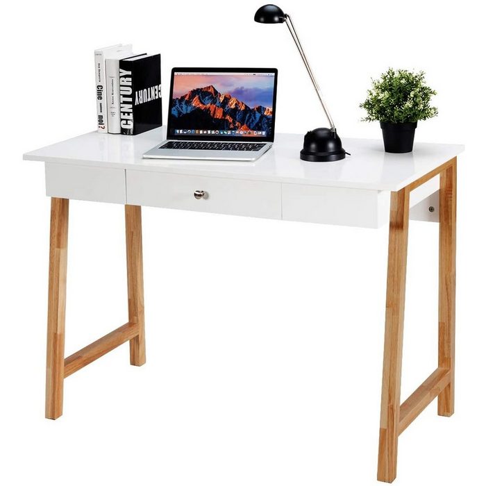 COSTWAY Schreibtisch Computertisch Holz mit Schublade 106 X 50 X 75 5 cm