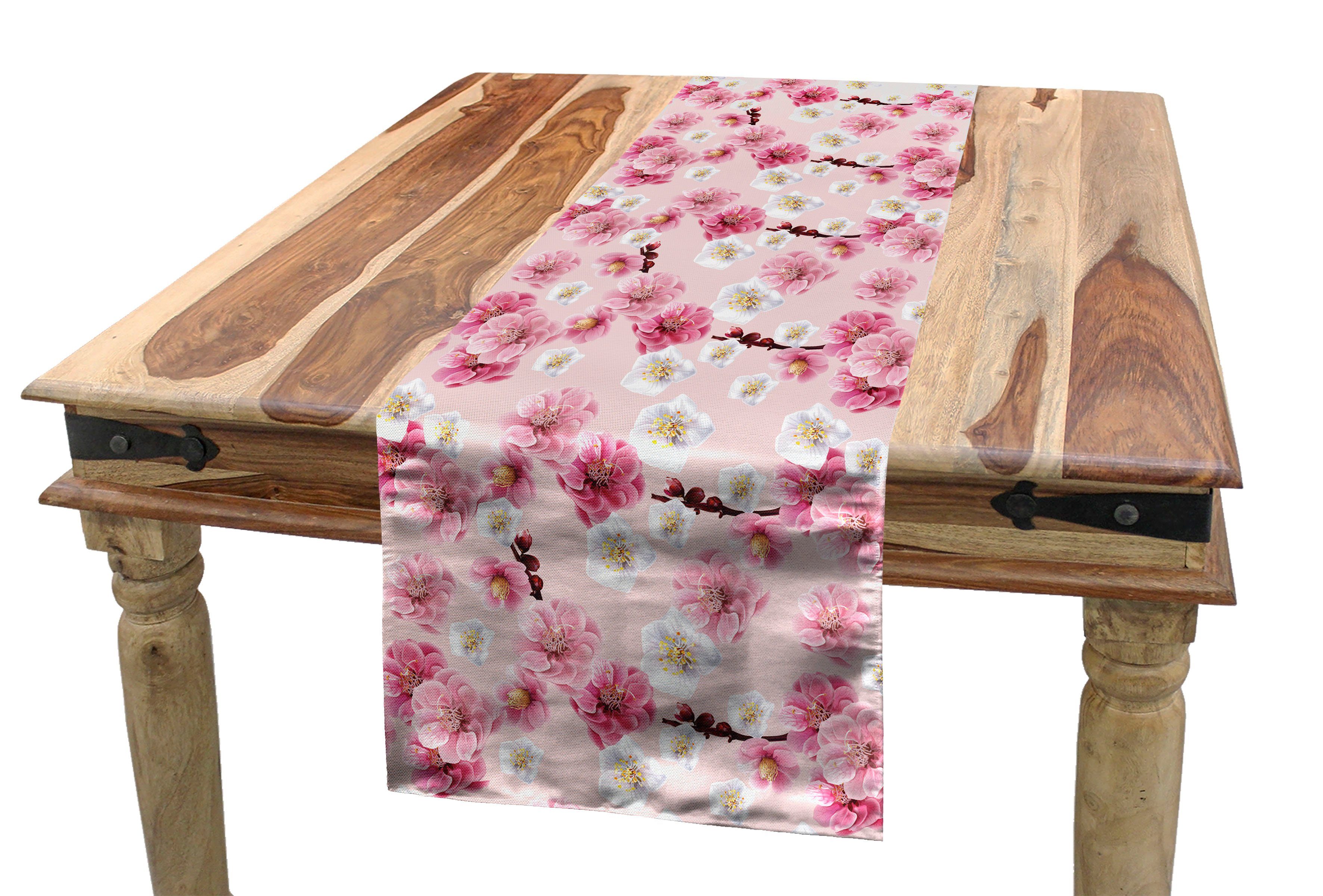 Abakuhaus Tischläufer Esszimmer Küche Rechteckiger Dekorativer Tischläufer, Blumen Chinesische Blüten-Muster