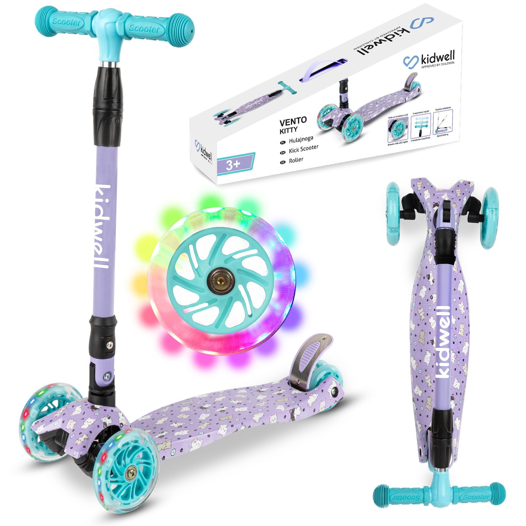 Dreiradscooter Kinderroller, Tretroller, Dreirad-Balance-Roller, Cityroller