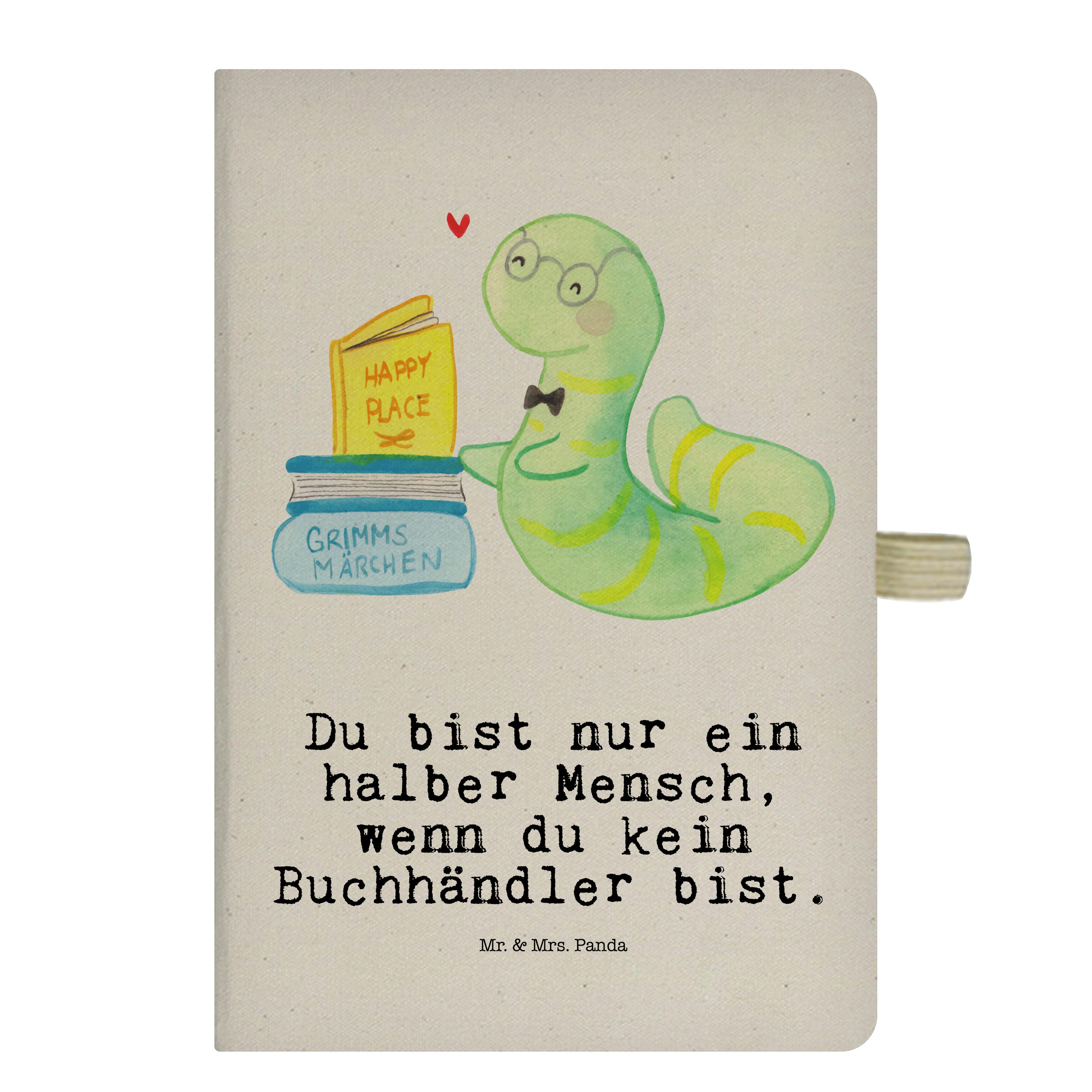 Mr. & Mrs. Panda Notizbuch Buchhändler mit Herz - Transparent - Geschenk, Notizblock, Beruf, Bri Mr. & Mrs. Panda