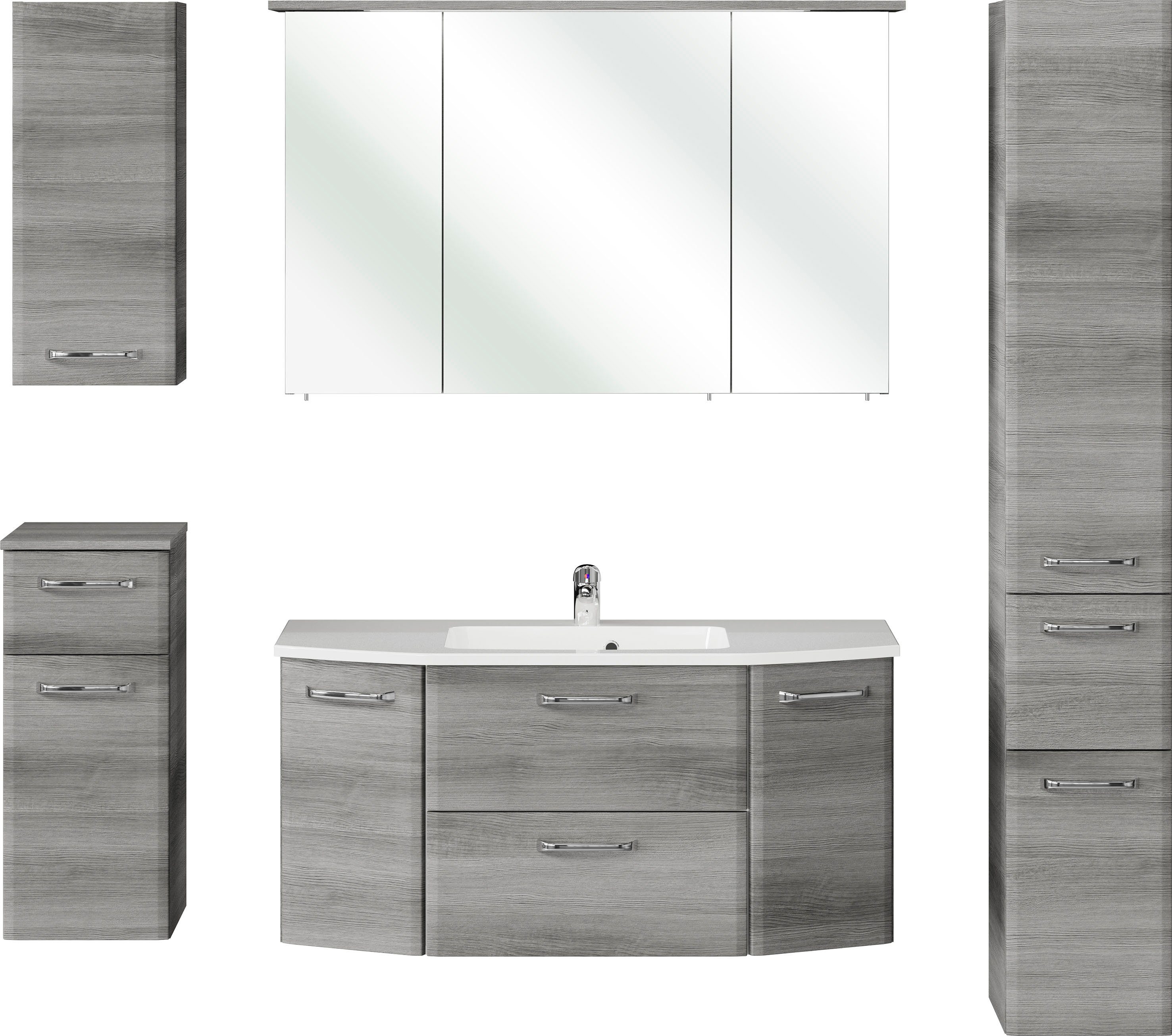 Saphir Badmöbel-Set Quickset 5-teilig, Mineralmarmor-Waschtisch und LED-Spi günstig online kaufen