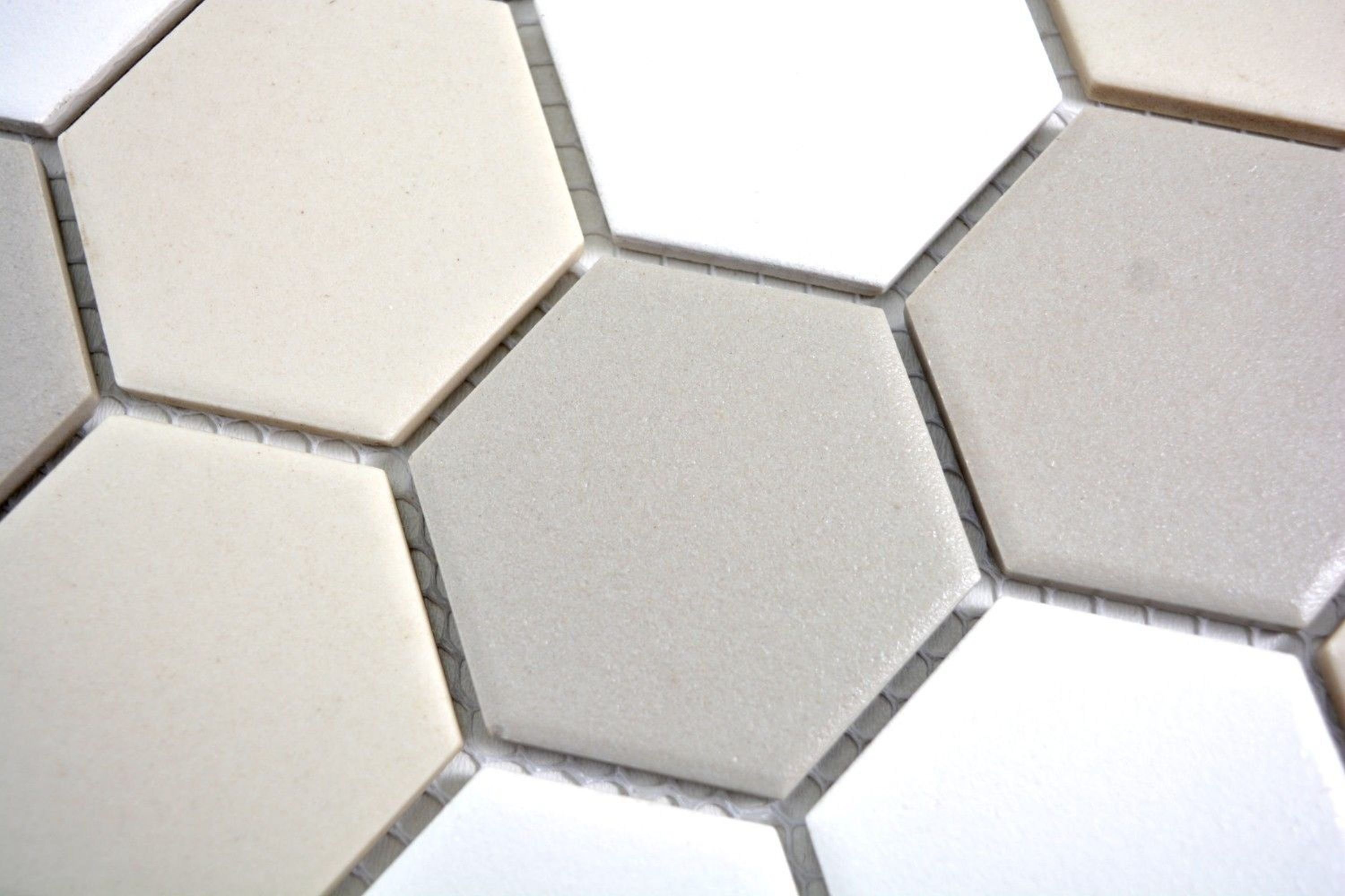 Bodenfliese Fliese Mosani Mosaik unglasiert Keramik rutschsicher Sechseck