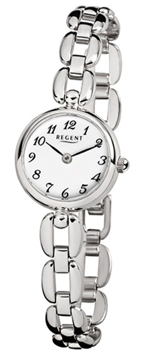 Regent Quarzuhr Regent Damen-Armbanduhr silber Analog F-802, Damen Armbanduhr rund, klein (ca. 20mm), Edelstahlarmband
