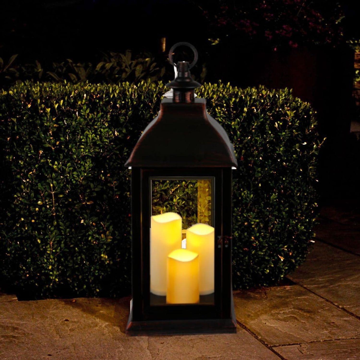 BURI Kugelleuchte XXL Laterne Vintage Windlicht schwarz mit 3 LED-Kerzen Fl günstig online kaufen