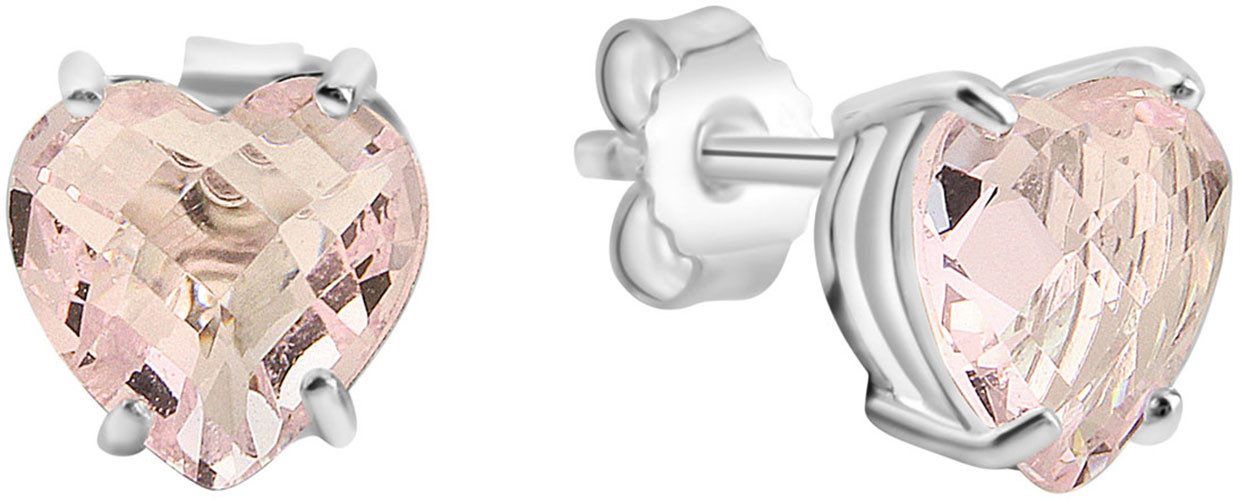 Firetti Paar Ohrstecker Schmuck Geschenk Silber 925 Ohrschmuck Ohrringe Herz, mit Glasstein