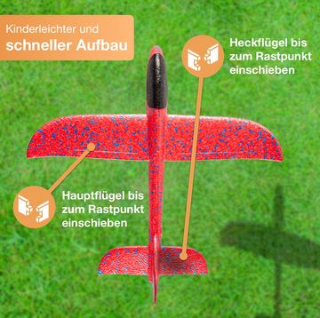 Flanacom Spielzeug-Flugzeug XXL Styroporflugzeug Styroporflieger für Kinder, (Set, 6-tlg., 2-tlg), zweifarbig