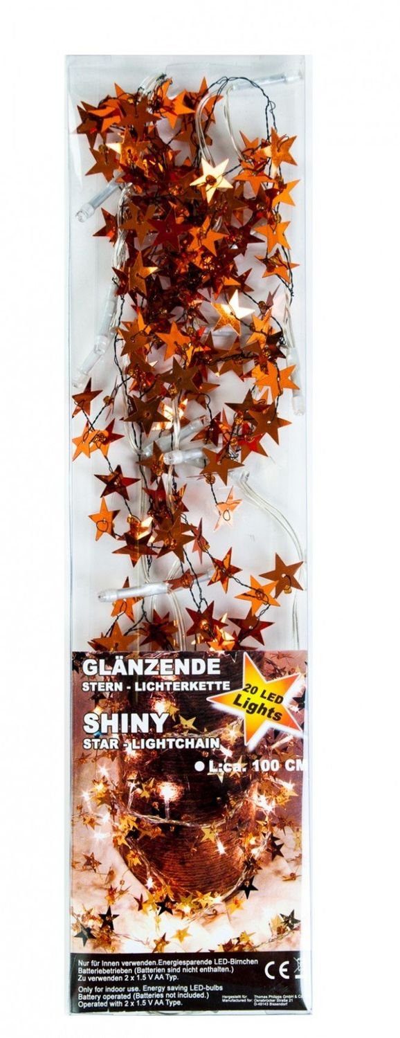 BURI Lichterkette LED Sternen Lichterkette 1m in Gold oder Kupfer