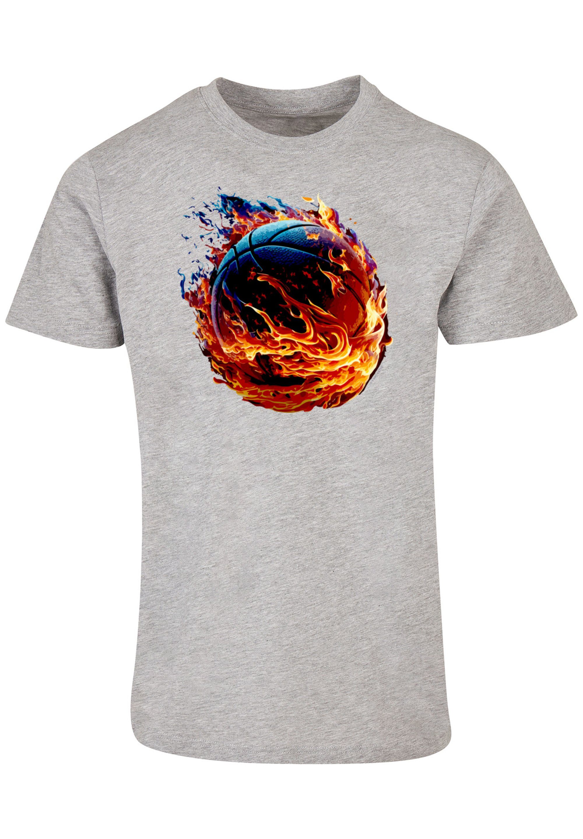 F4NT4STIC T-Shirt Basketball On Print UNISEX heather Fire Sport grey
